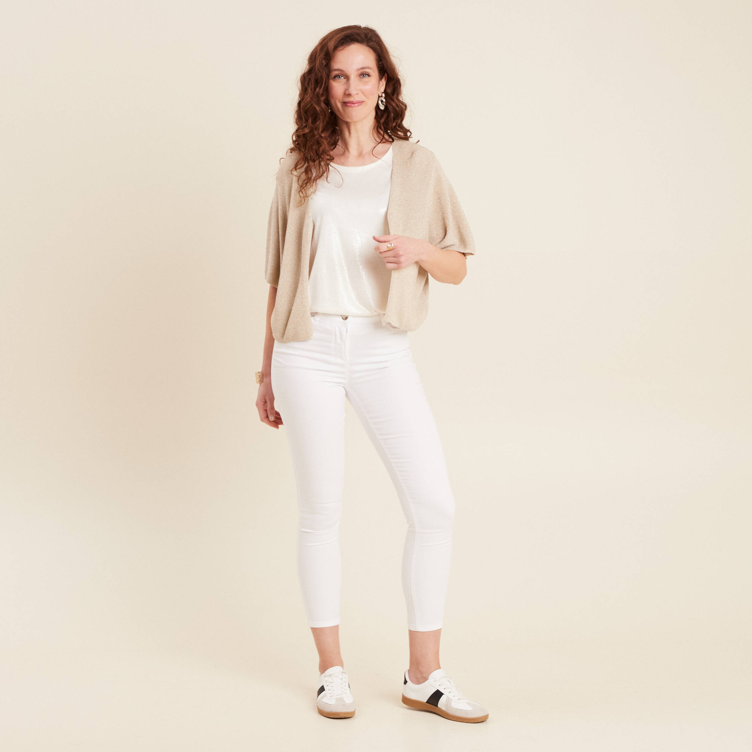 Gilet manches courtes couleur or femme