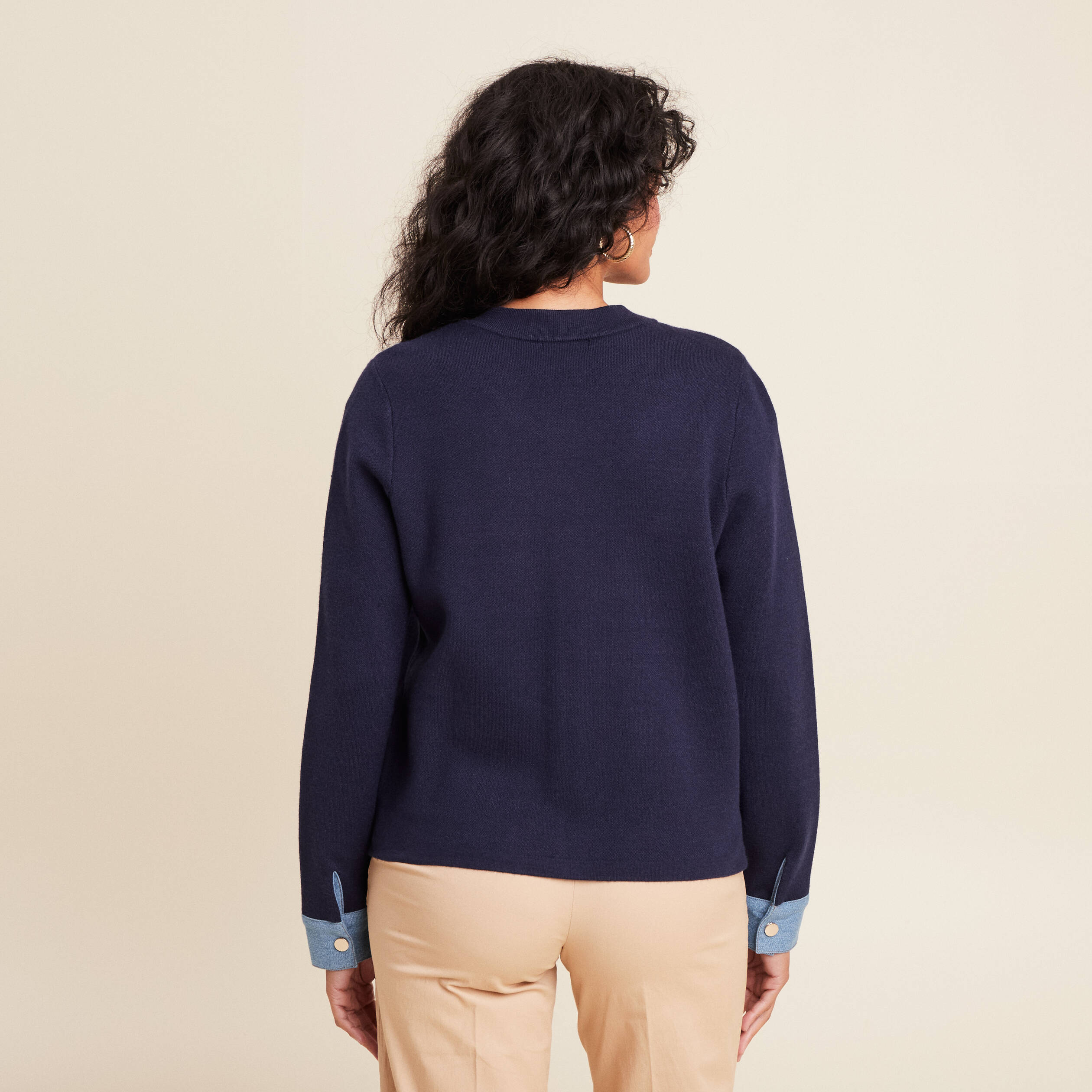 gilet droit court manches longues bleu marine femme gilet droit court manches longues bleu marine femme
