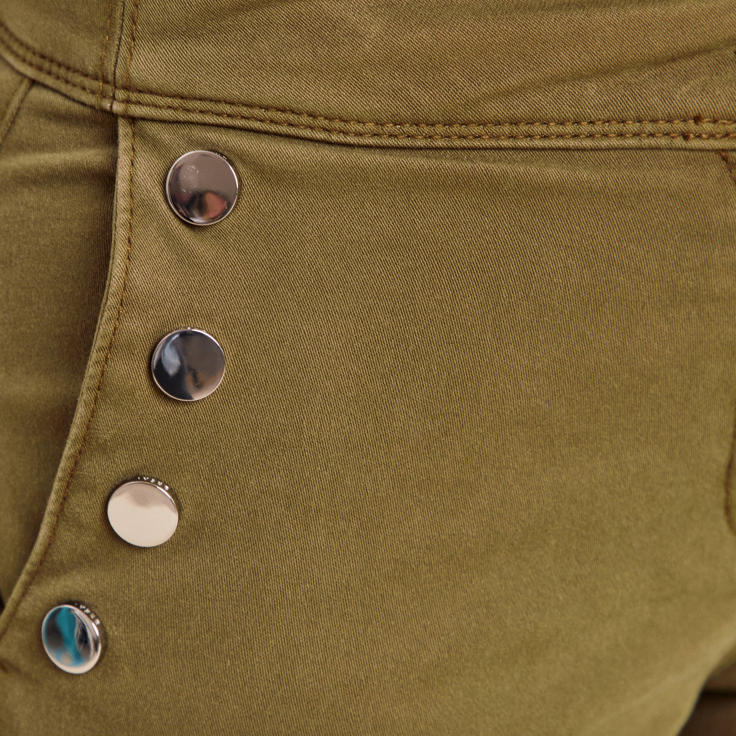 Pantalon coupe bootcut &agrave; pont vert olive femme