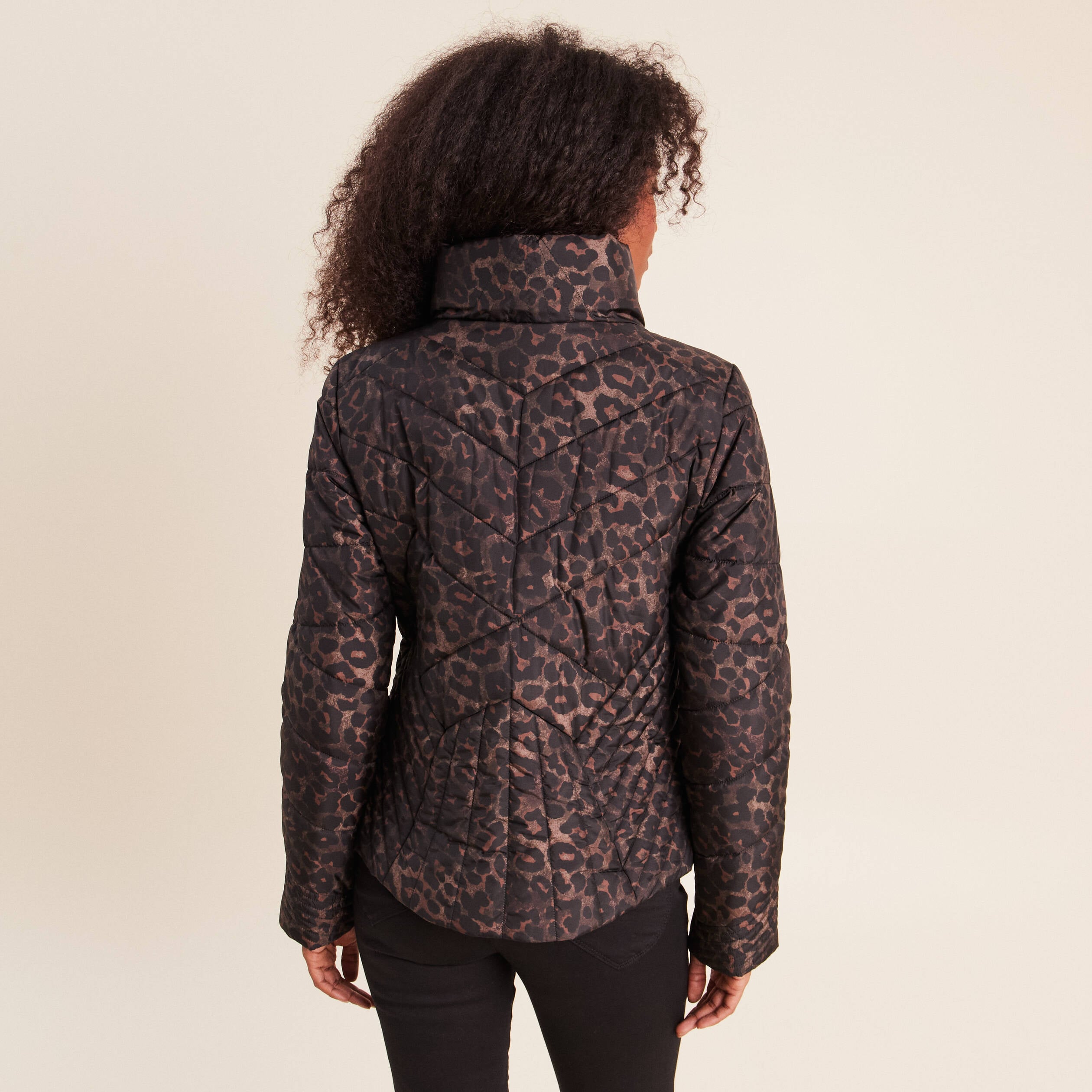 Doudoune d&eacute;perlante droite zipp&eacute;e marron femme