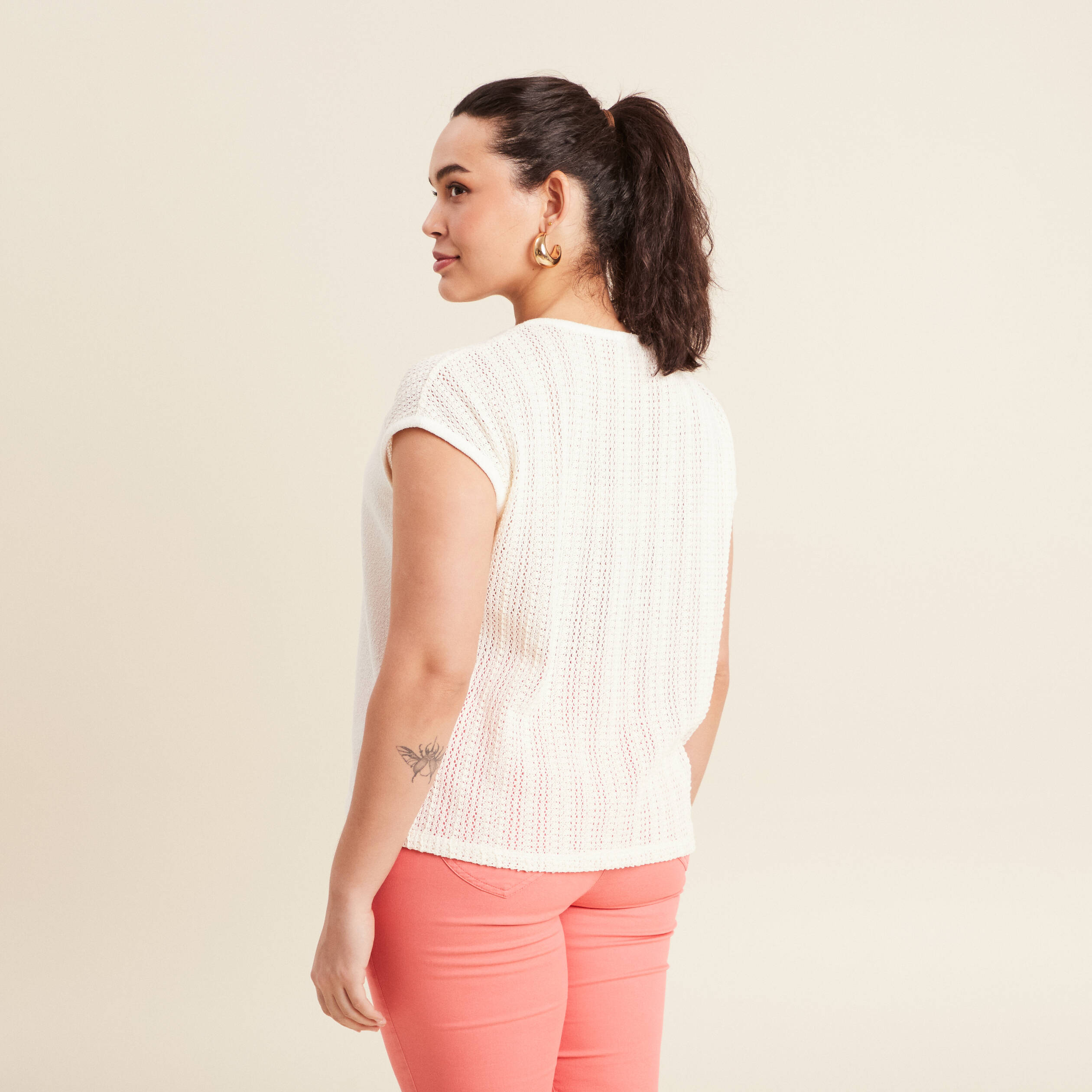 t shirt manches courtes ecru femme T-shirt manches courtes ecru femme