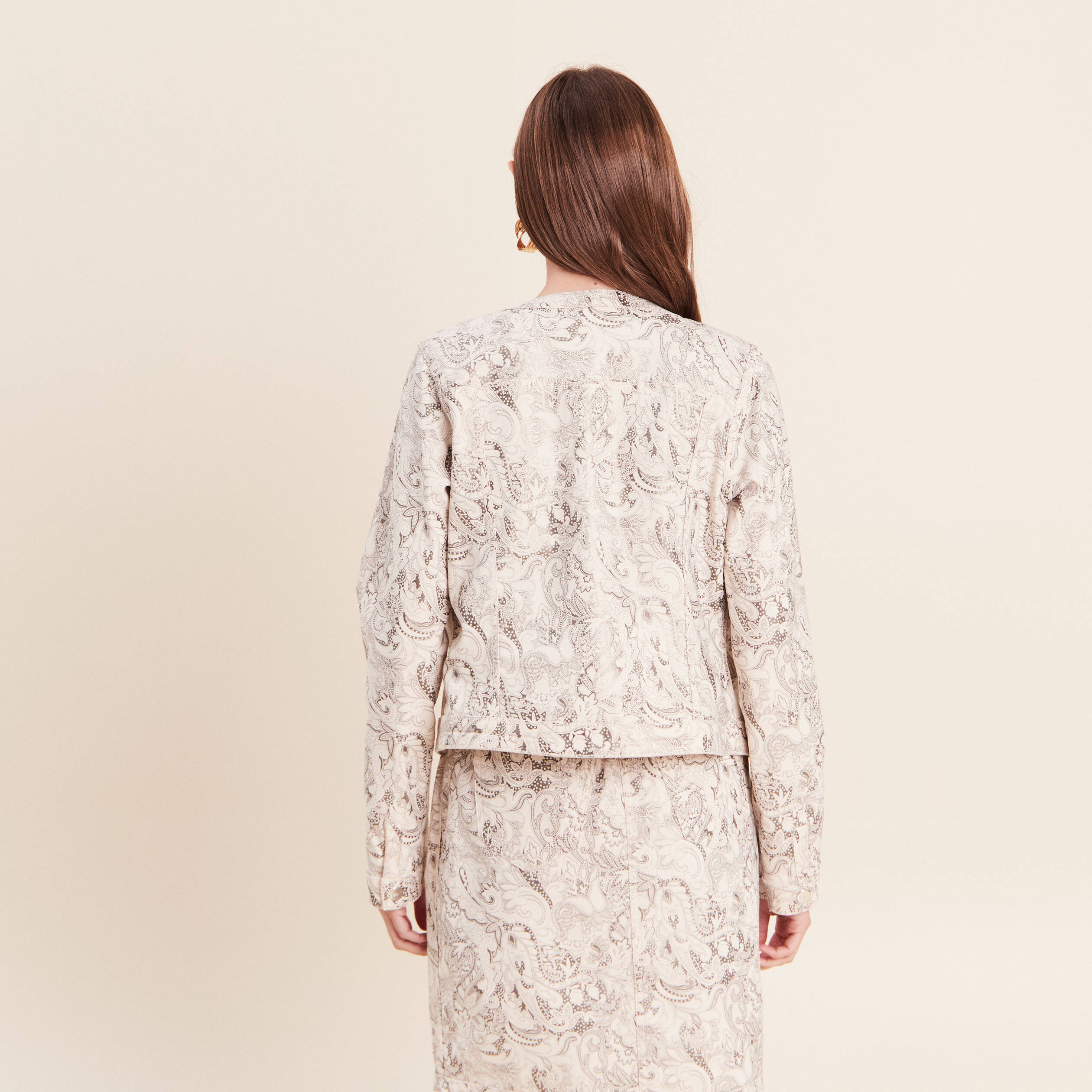 Veste cintr&eacute;e r&eacute;versible manches longues blanc femme