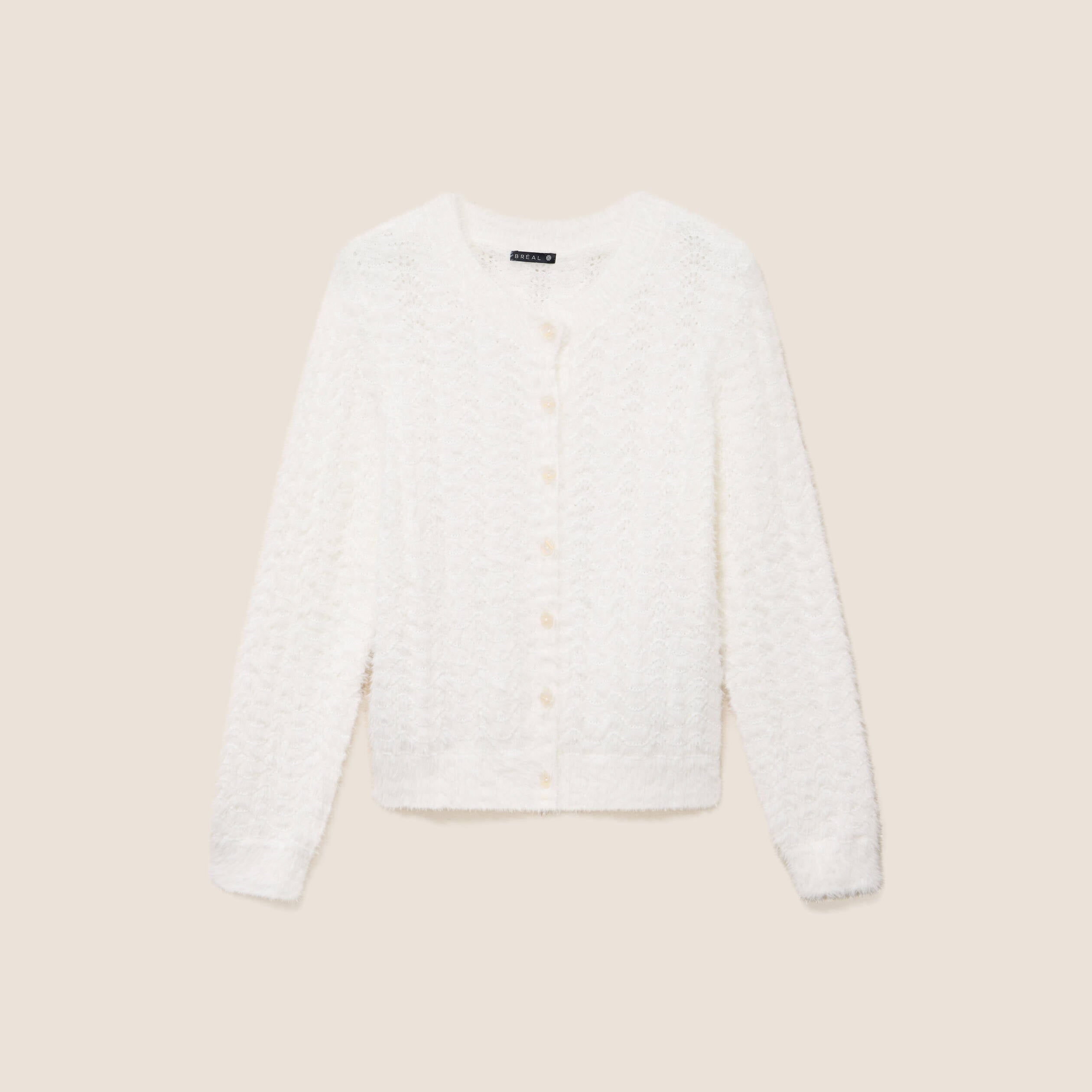 Cardigan col rond ecru femme