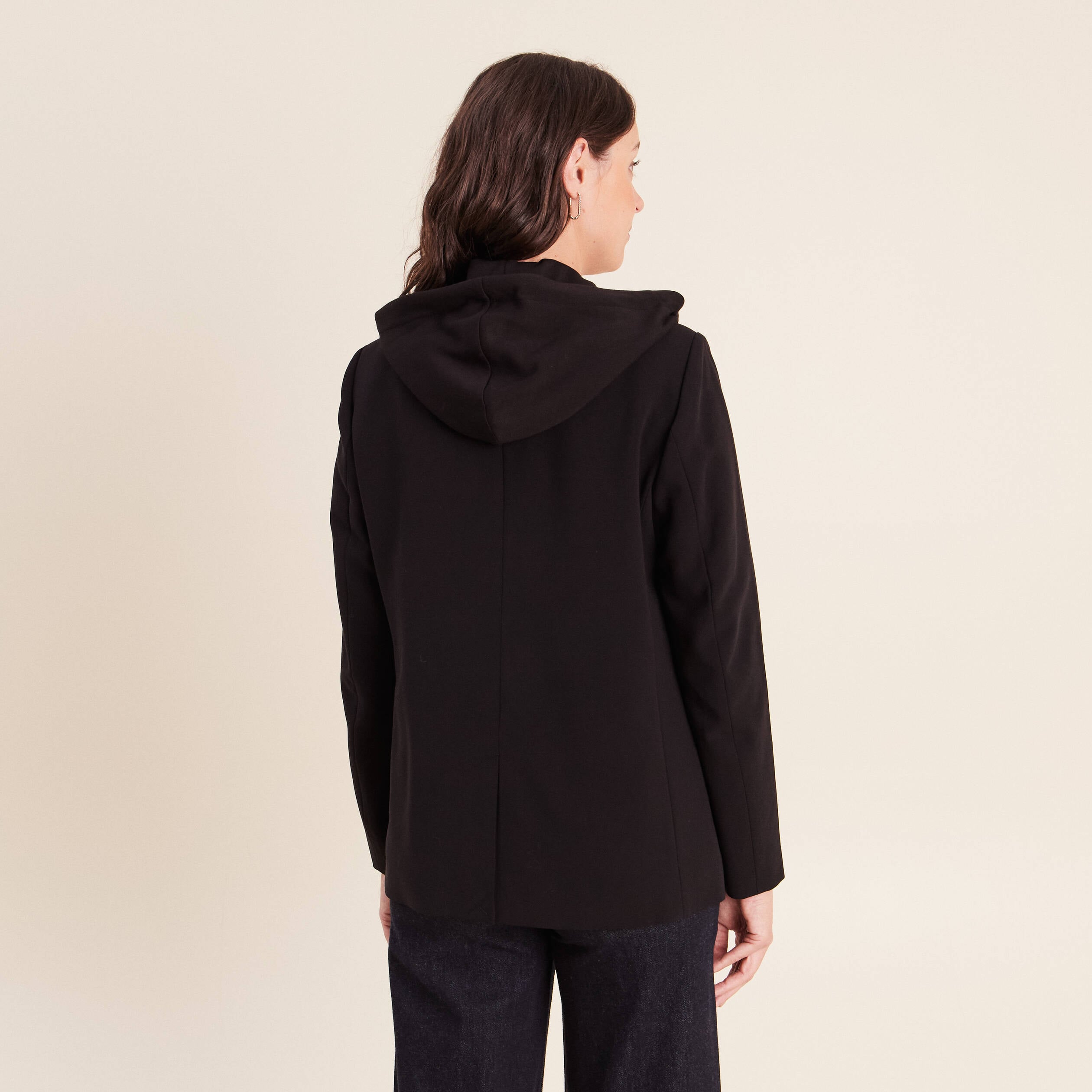 Blazer avec capuche amovible doubl&eacute; noir femme