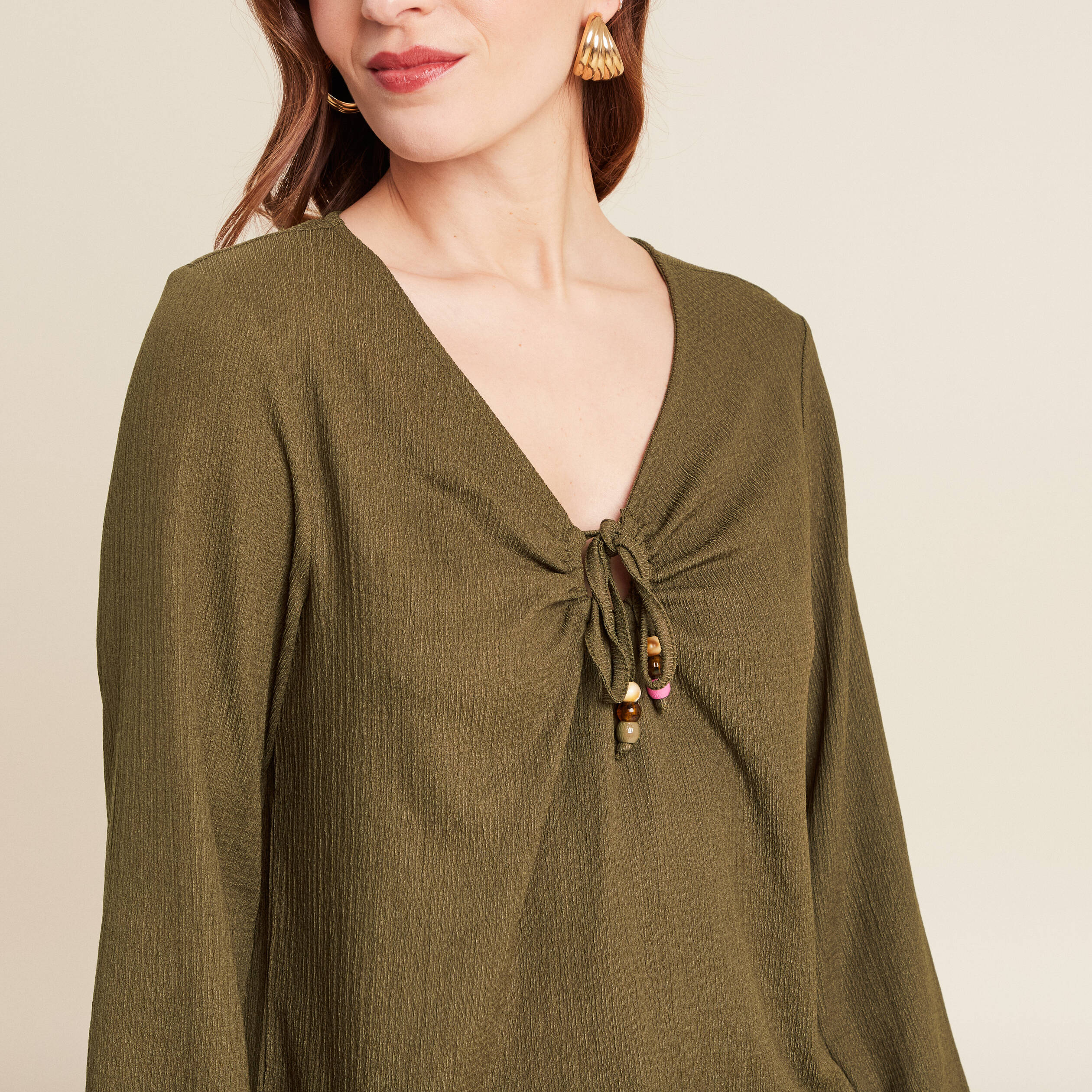 blouse manches longues vert olive femme Blouse manches longues vert olive femme
