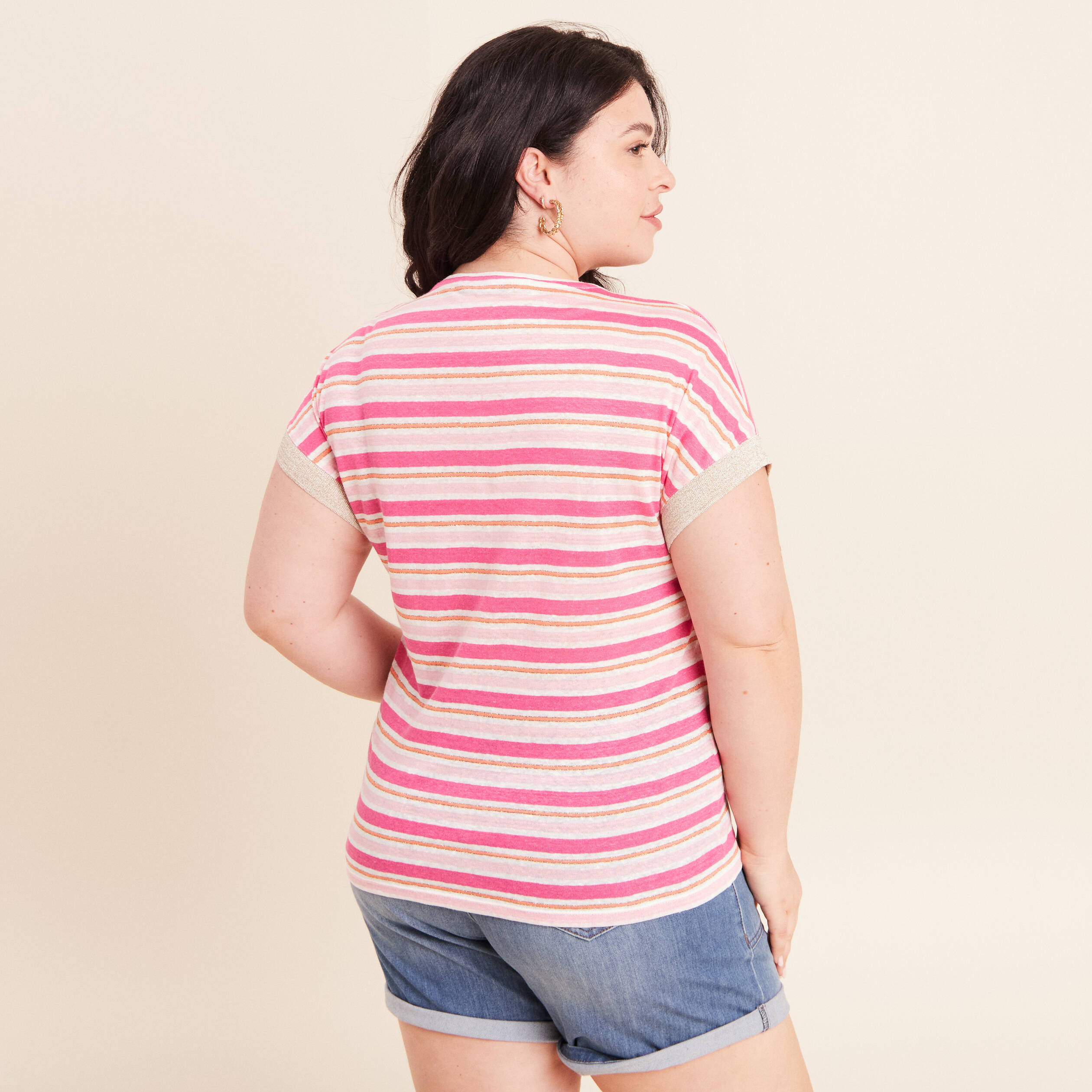 T-shirt manches courtes rose femme