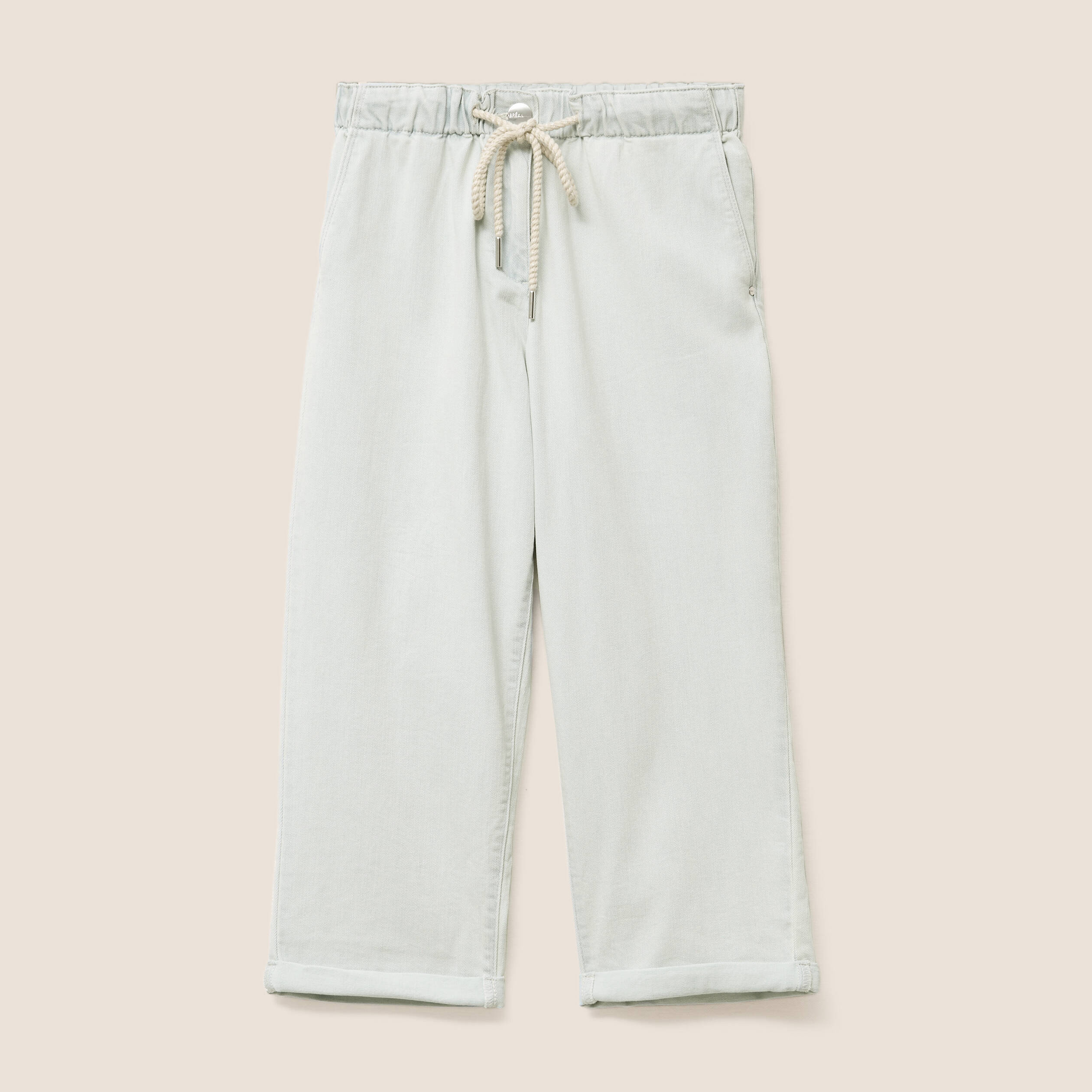 Pantacourt coupe mom denim bleach femme