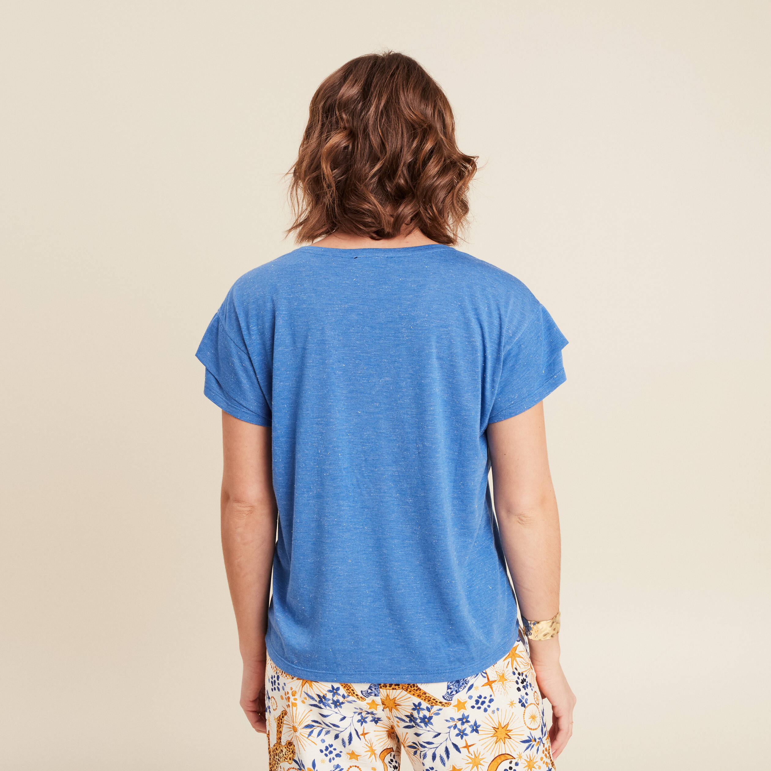 T-shirt manches courtes bleu femme