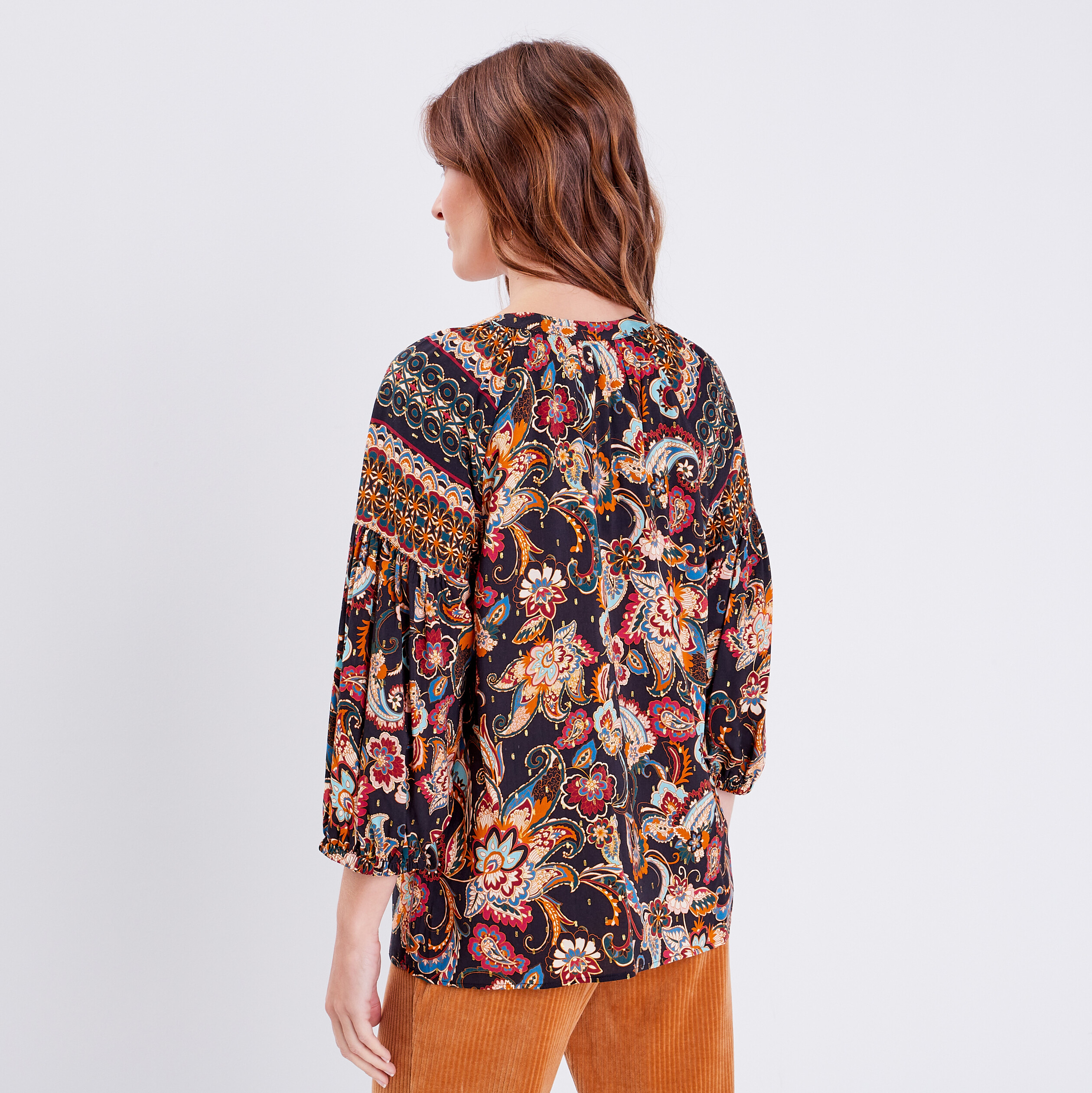 Blouse manches 3/4 bleu foncé femme