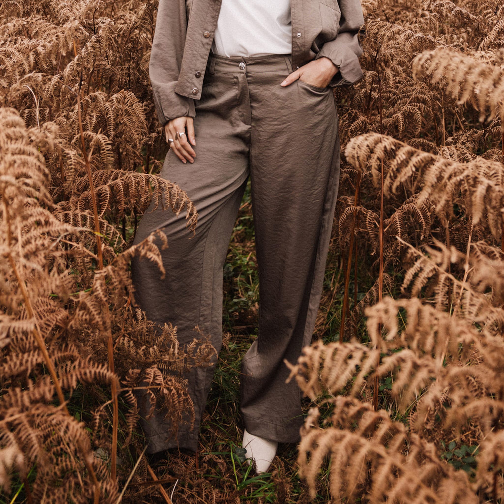 pantalon large taille haute taupe femme Pantalon large taille haute taupe femme