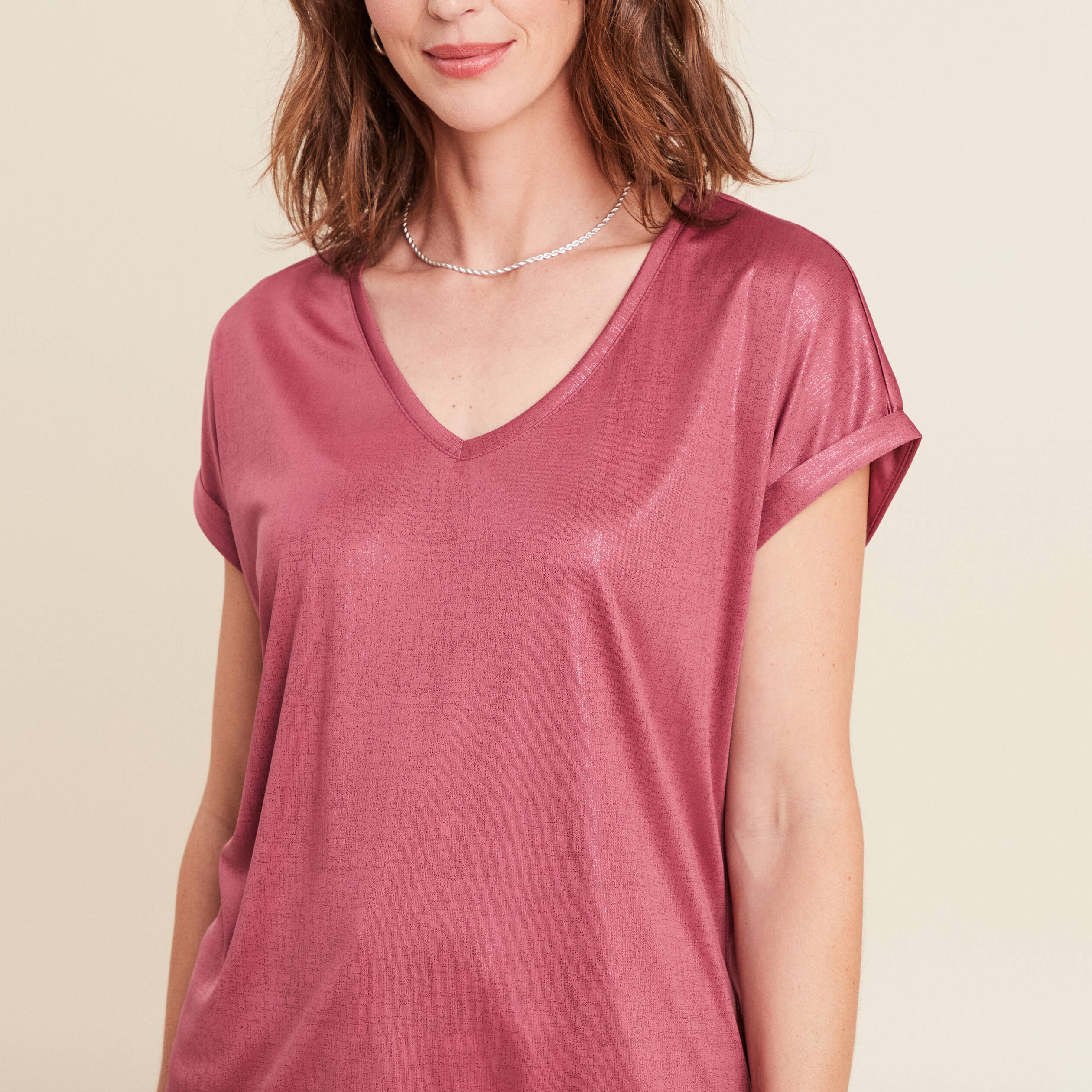 T-shirt manches courtes vieux rose femme