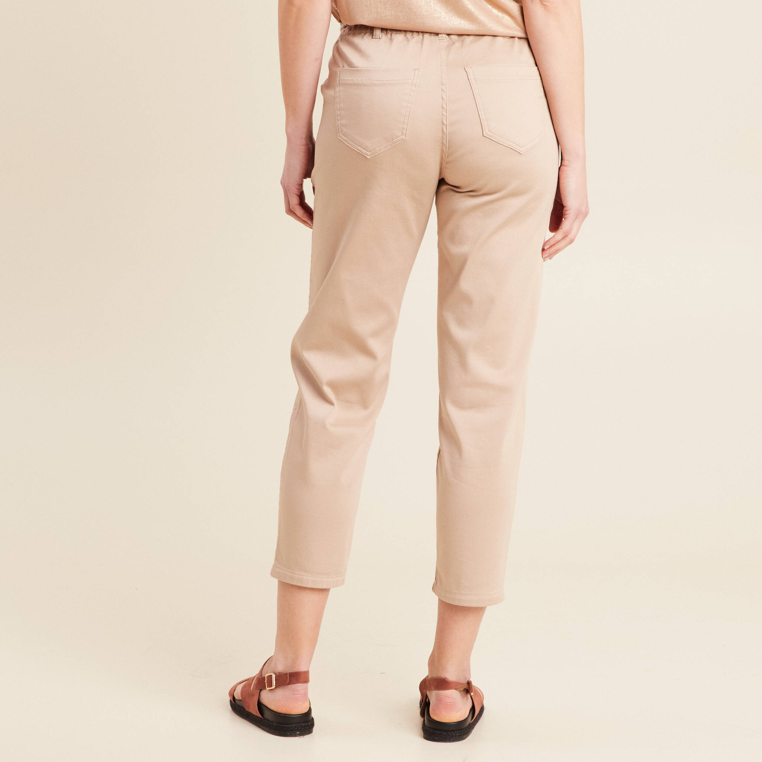 Pantalon droit réversible taupe femme
