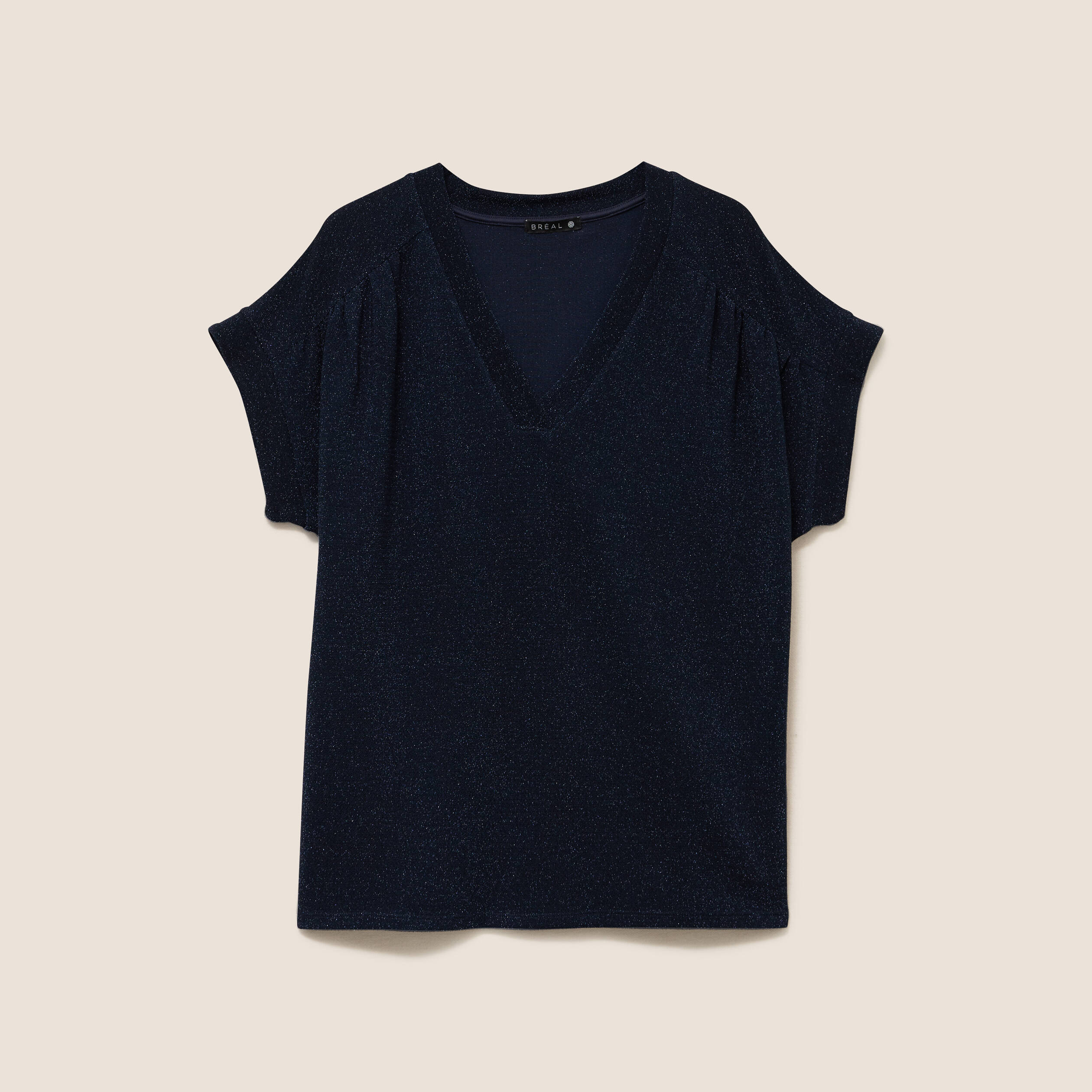 T-shirt manches courtes bleu fonc&eacute; femme