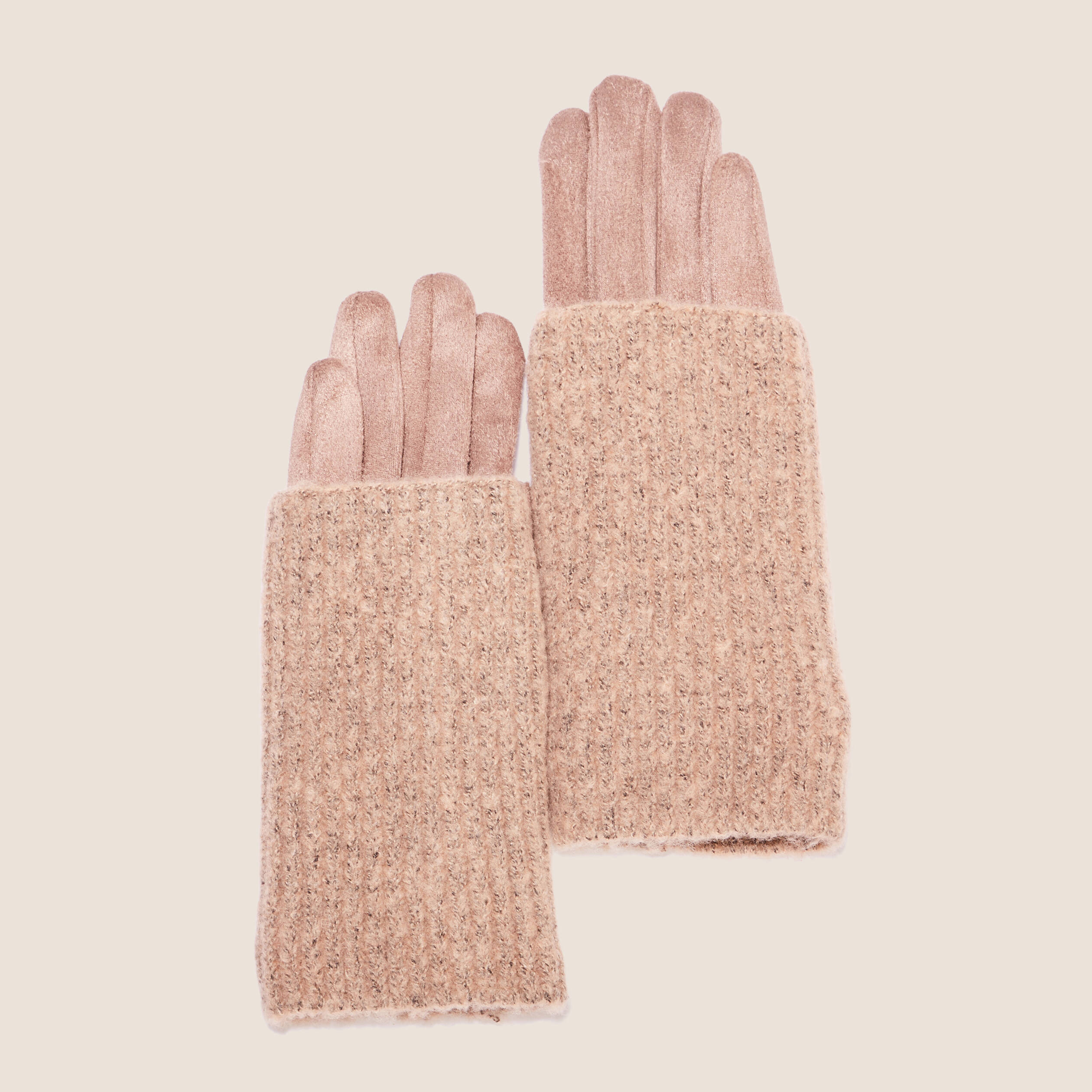 Gants avec mitaines amovibles taupe femme