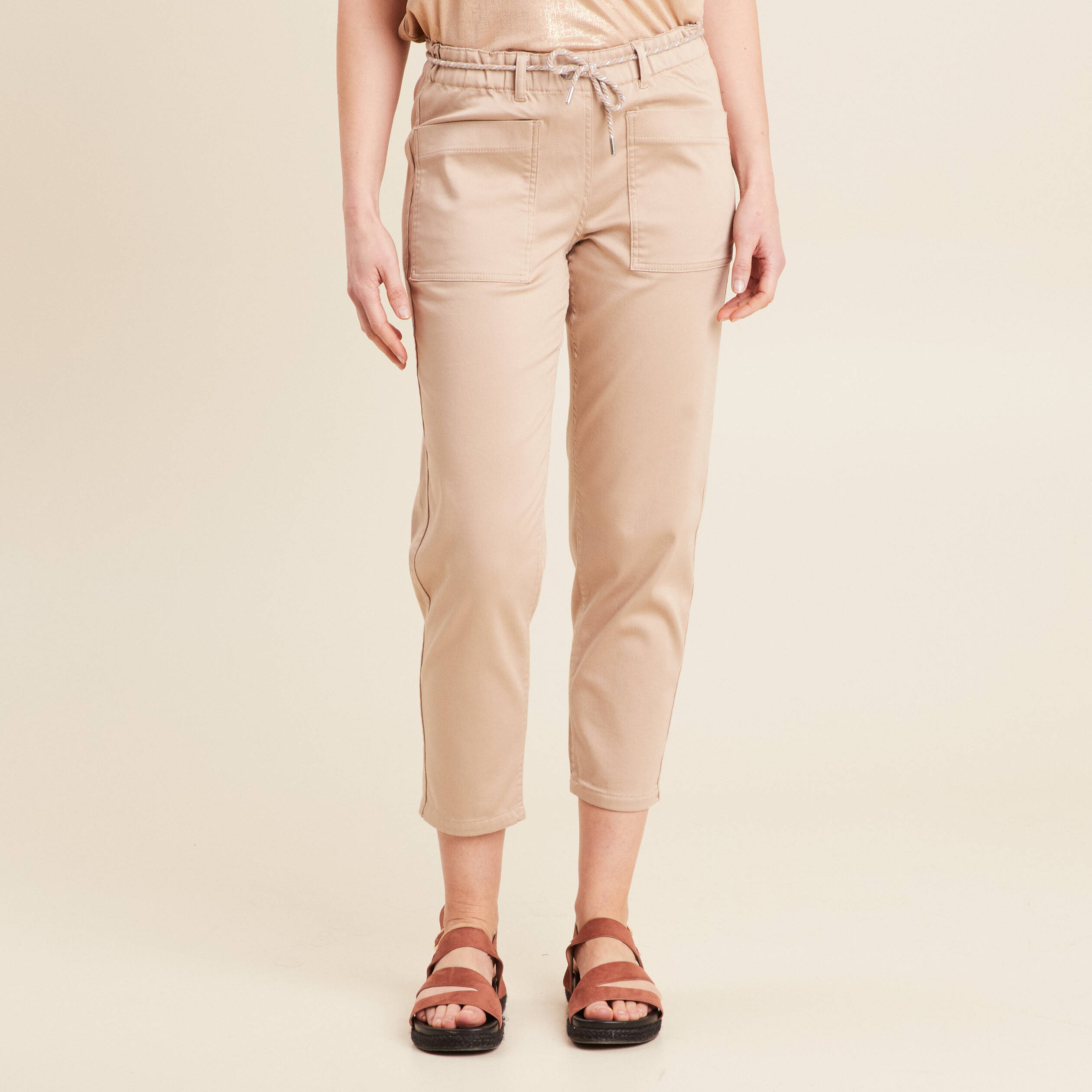 Pantalon droit réversible taupe femme