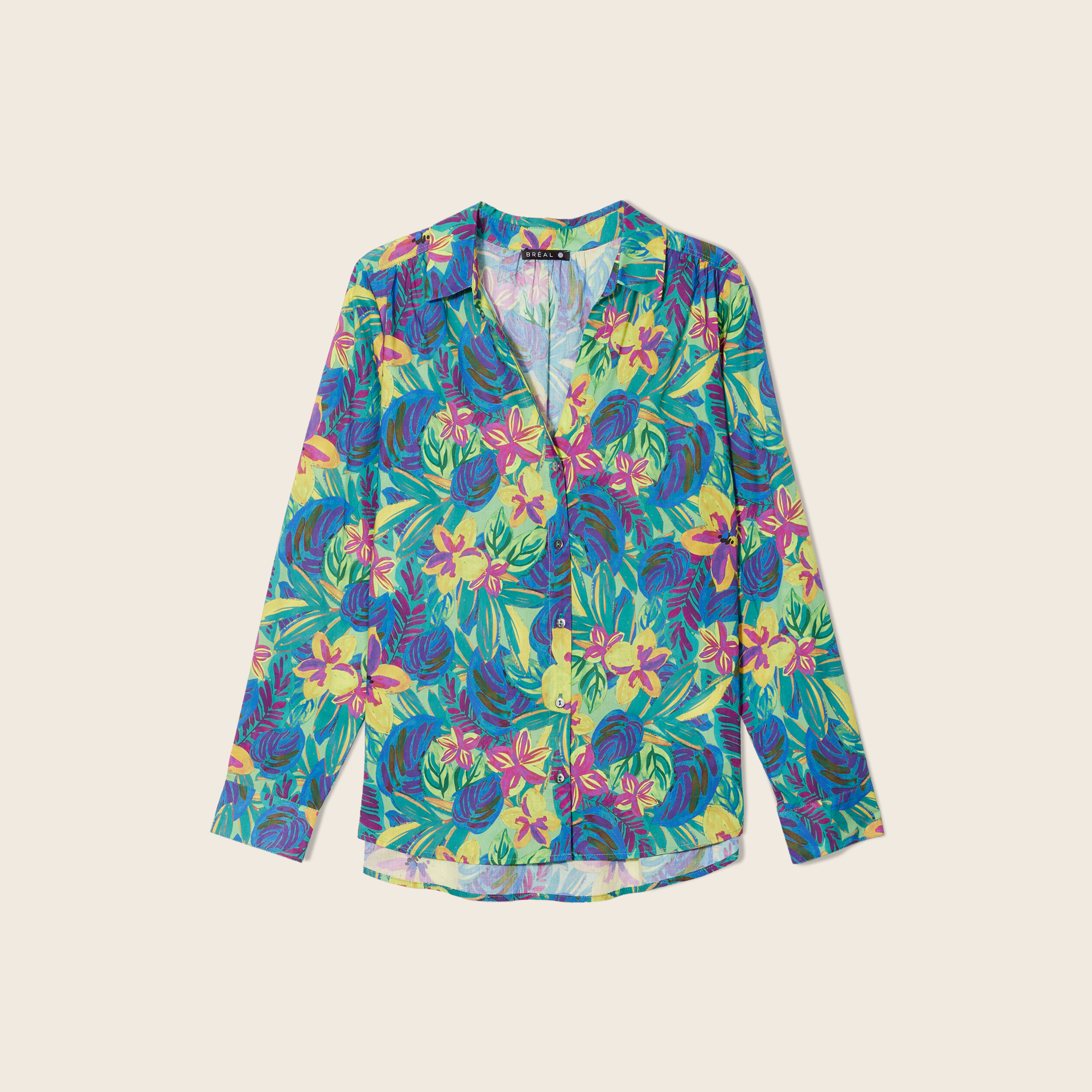 Chemise manches longues vert fluo femme
