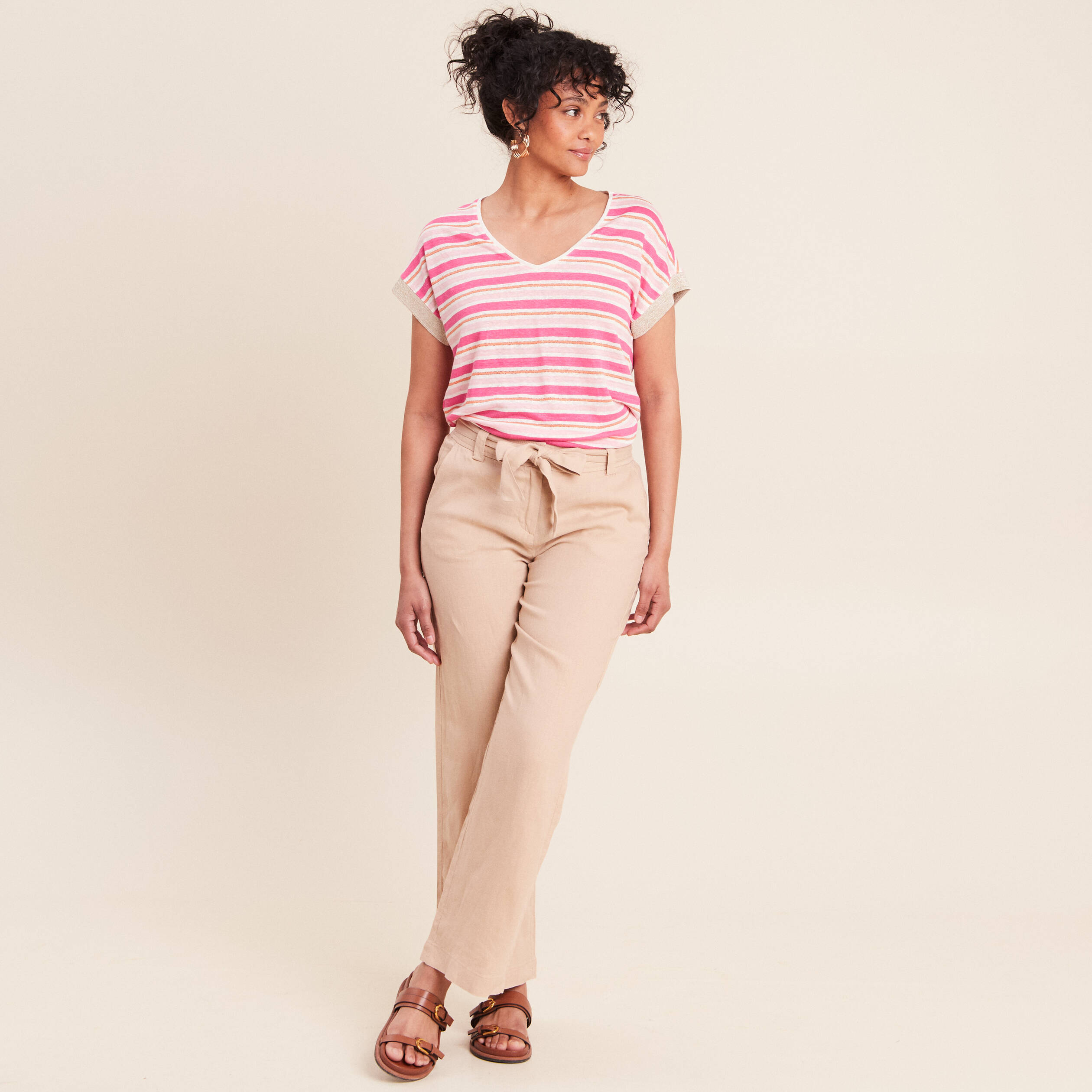 T-shirt manches courtes rose femme
