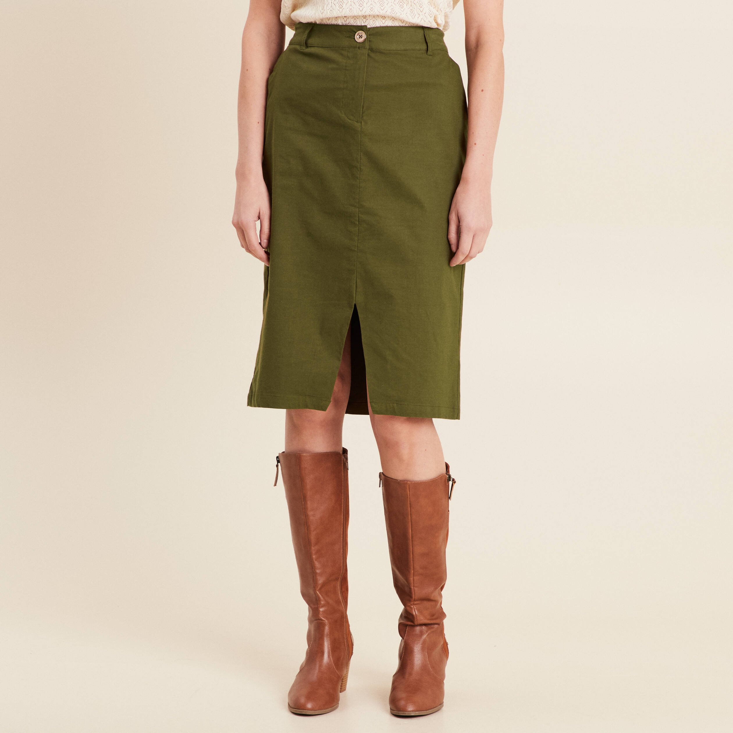 jupe crayon vert olive femme Jupe crayon vert olive femme