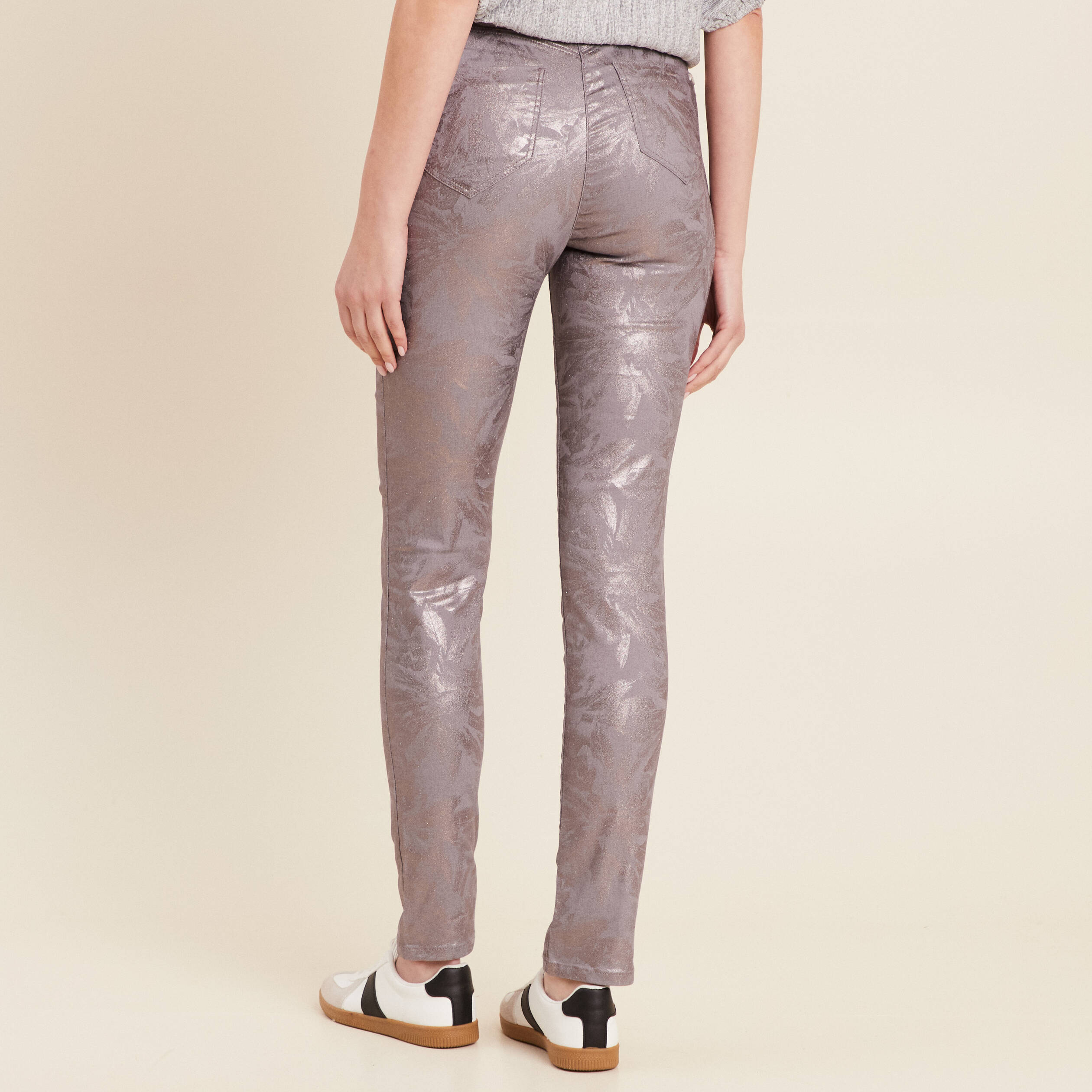 Pantalon ajusté marron femme