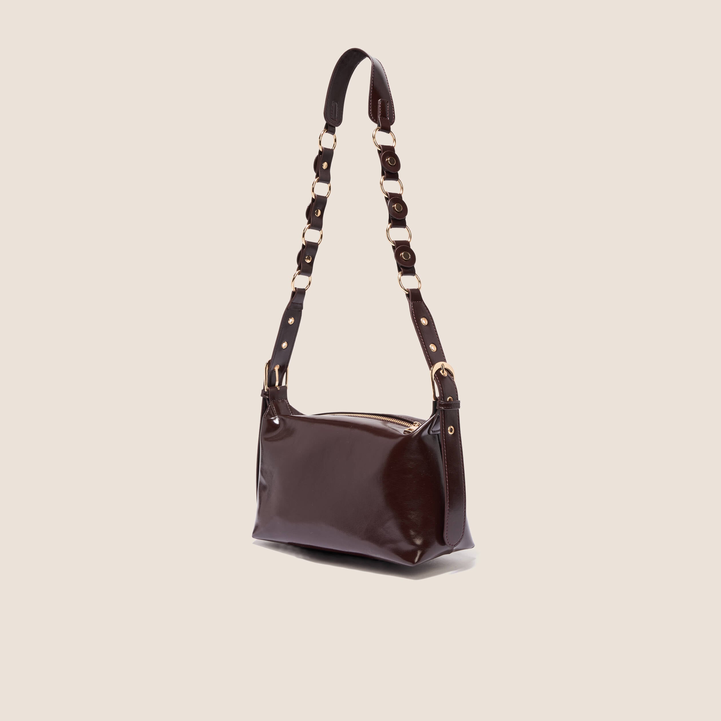 Sac bandouli&egrave;re doubl&eacute; prune femme