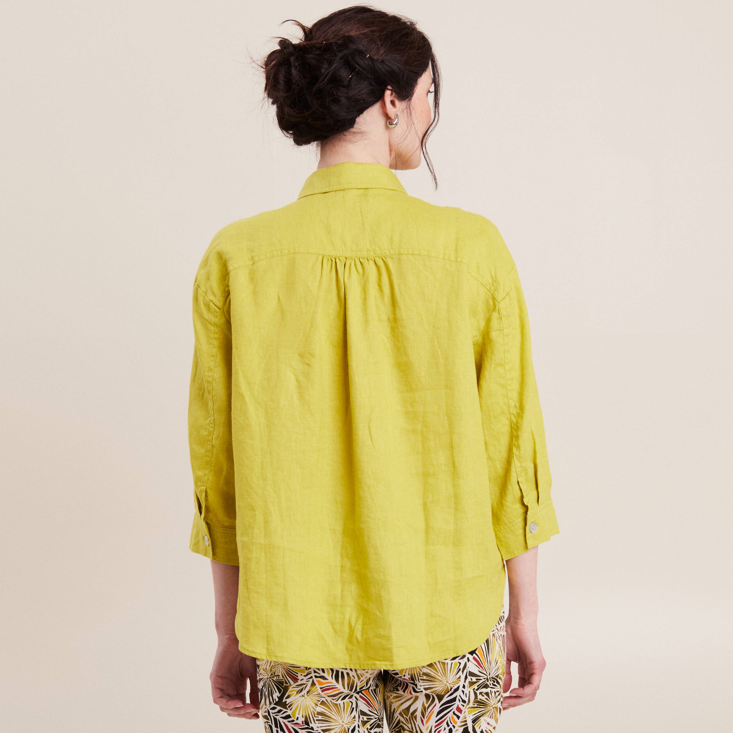 Chemise manches 3/4 vert olive femme | Cache Cache