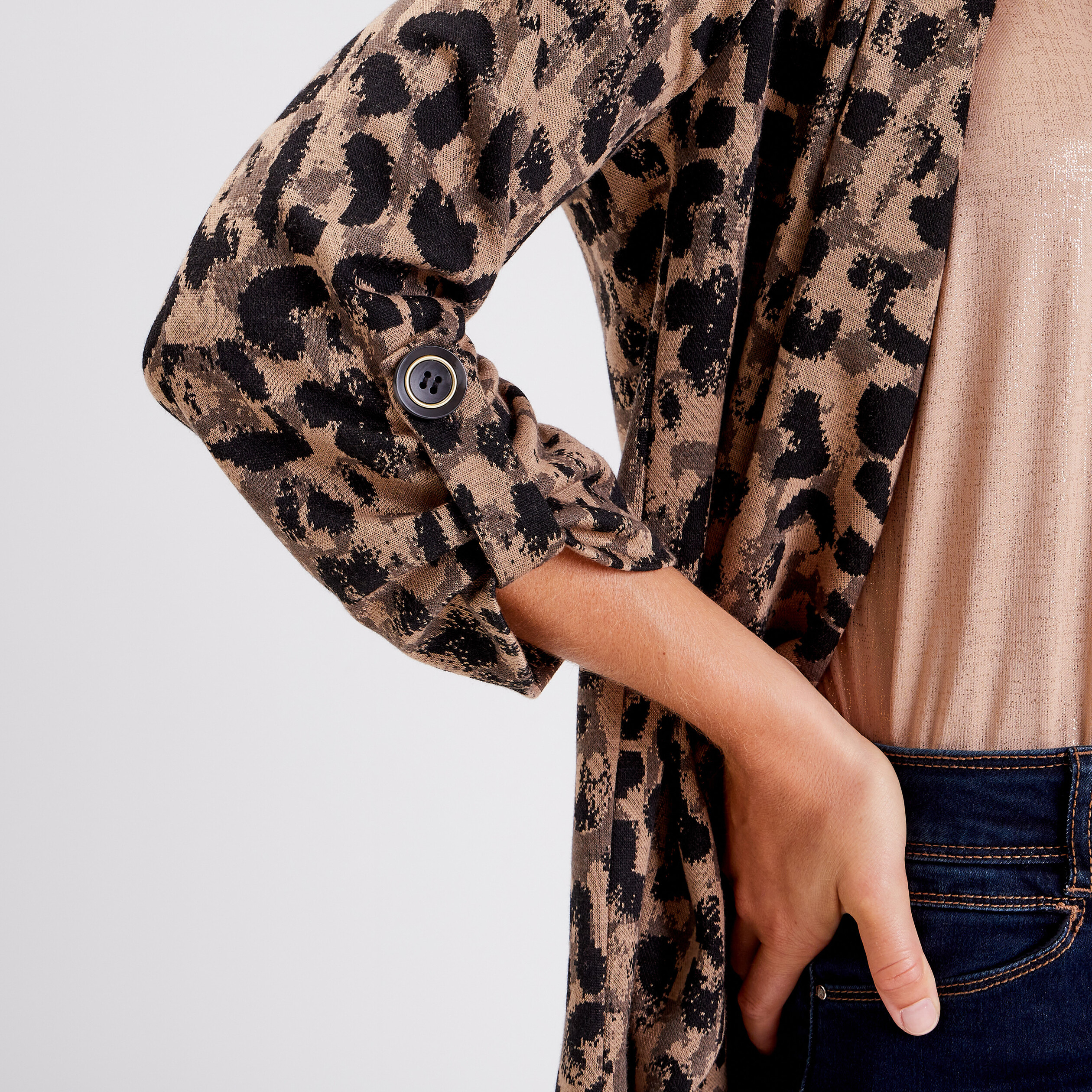 Veste droite avec col cascade noir femme