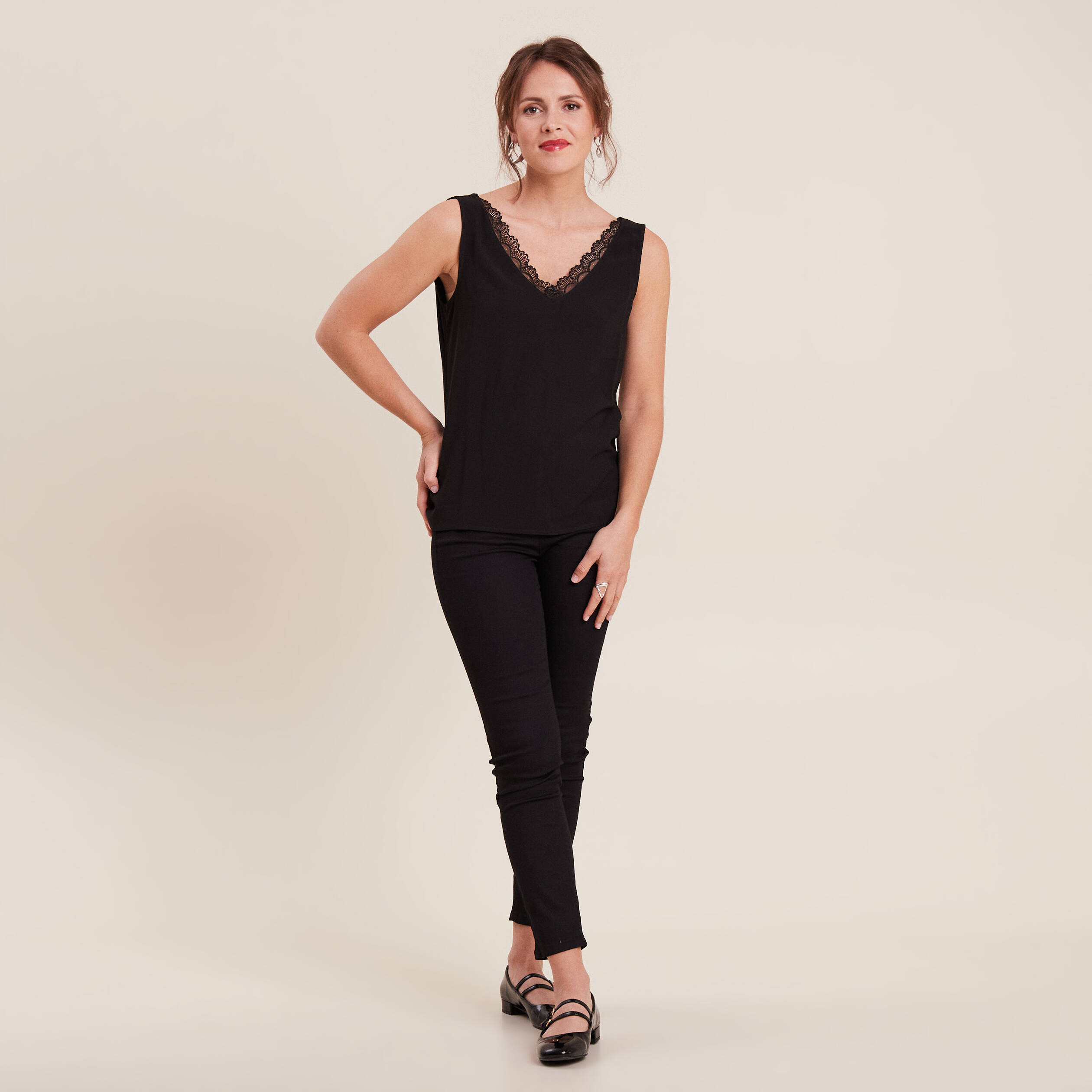 Débardeur bretelles larges noir femme