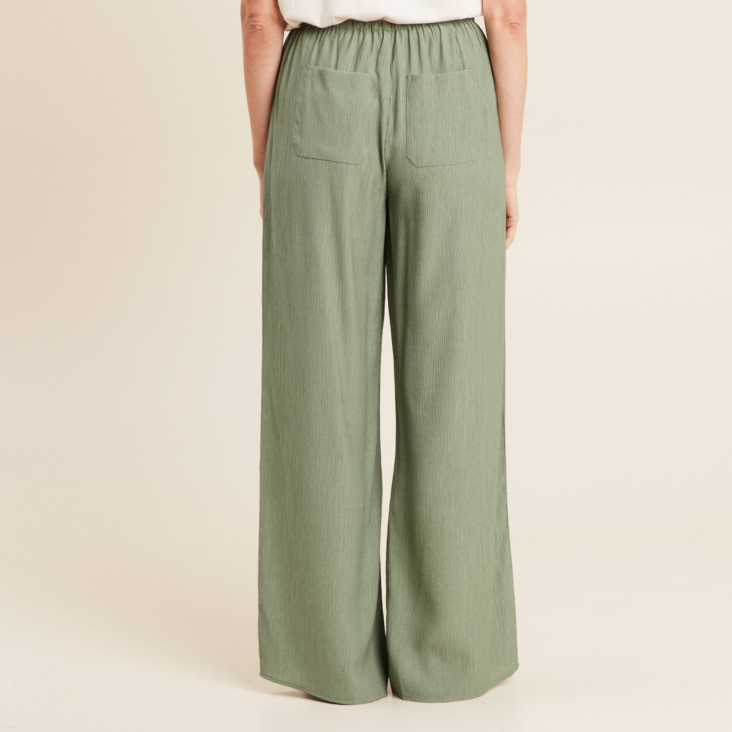 pantalon large fluide vert kaki femme Pantalon large fluide vert kaki femme