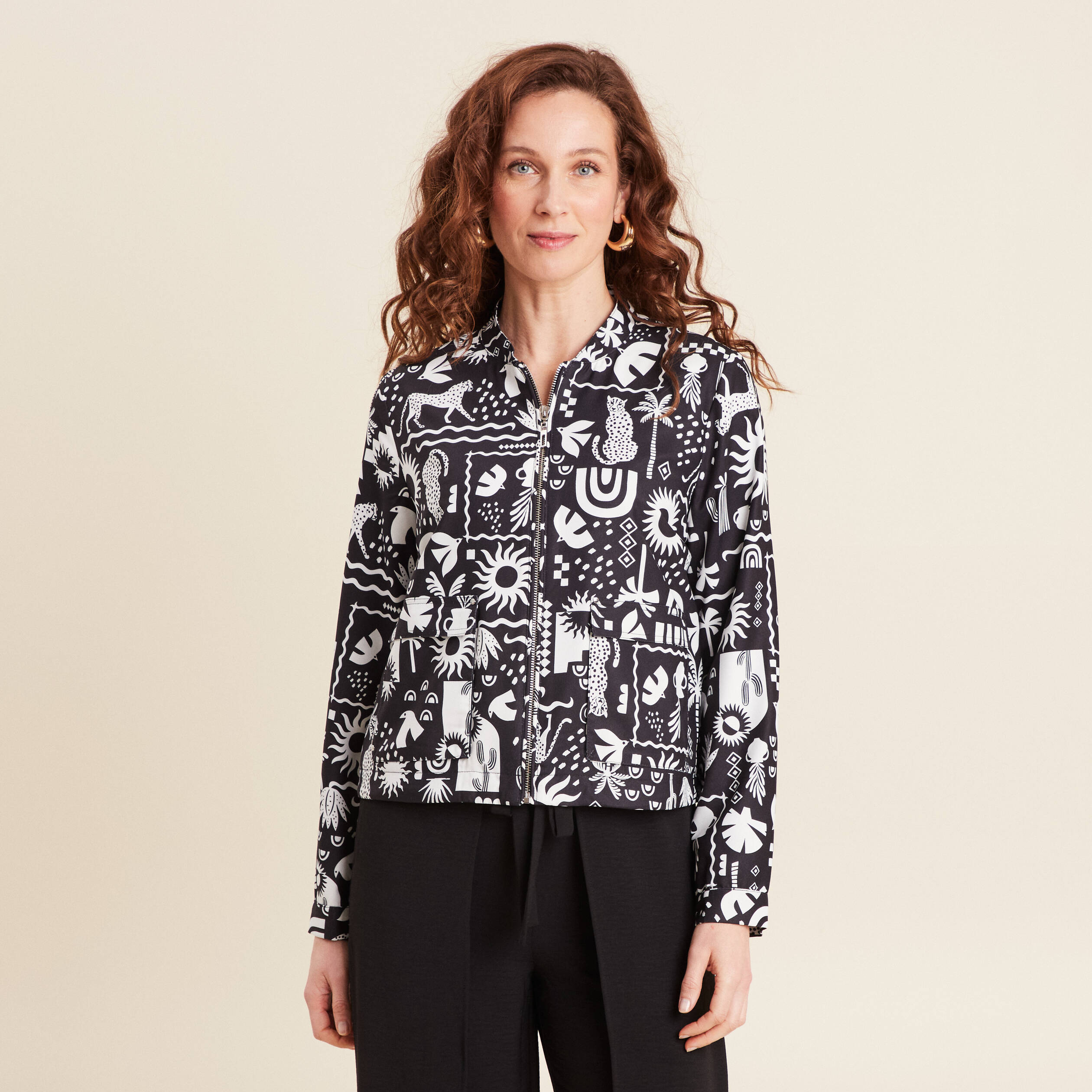Blouson zippé 2 poches noir femme
