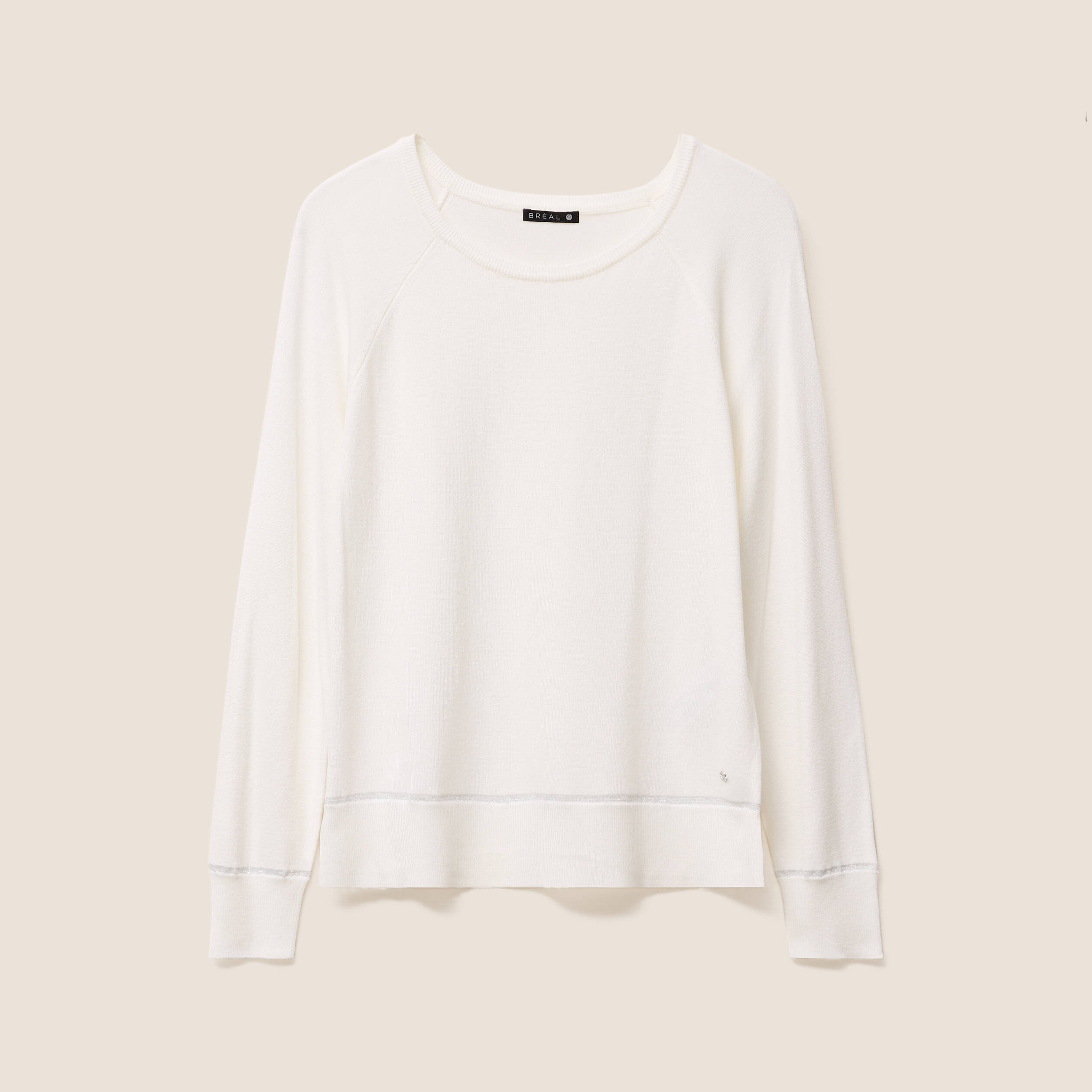 Pull col rond ecru femme