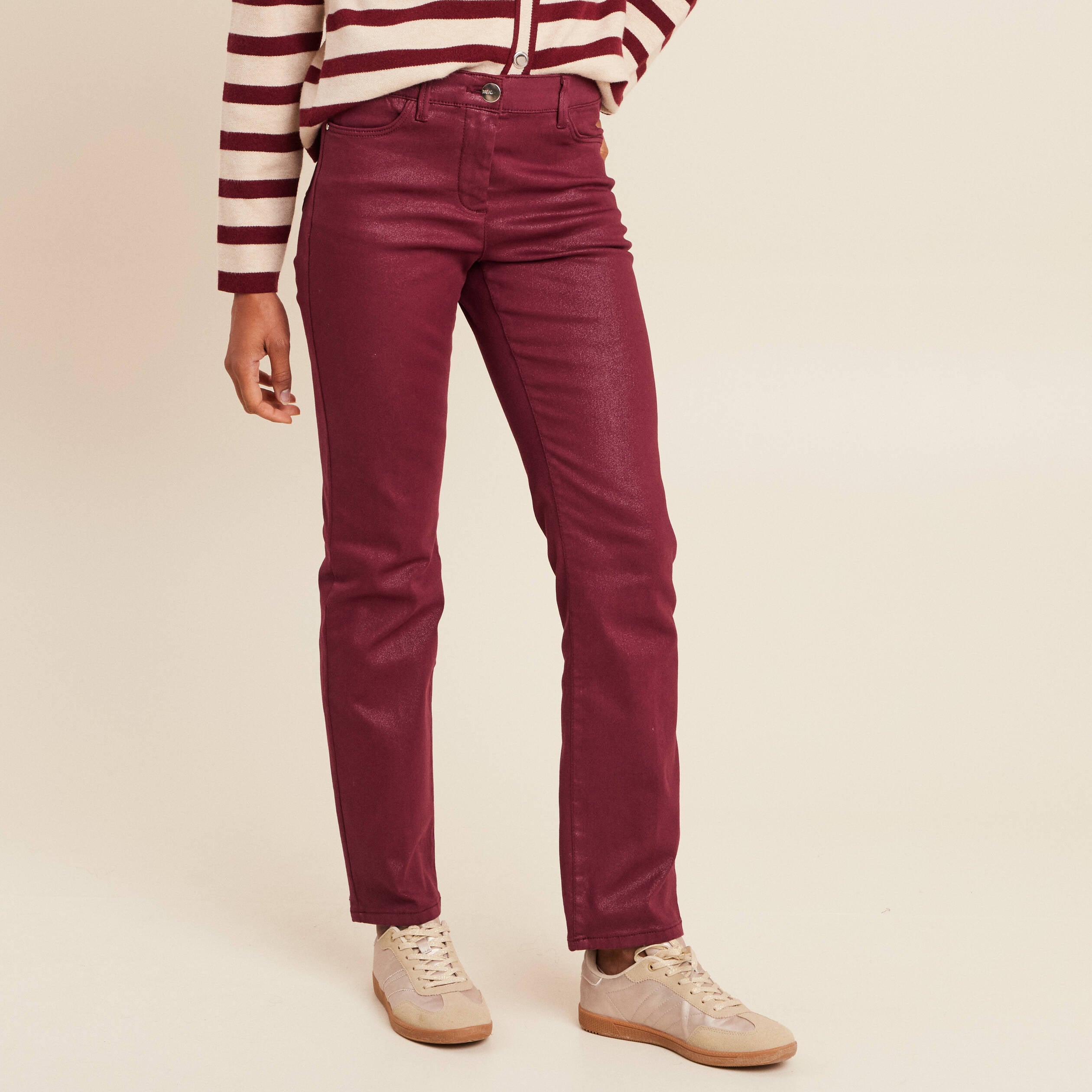 Pantalon magique L'Unique effet brillant bordeaux femme