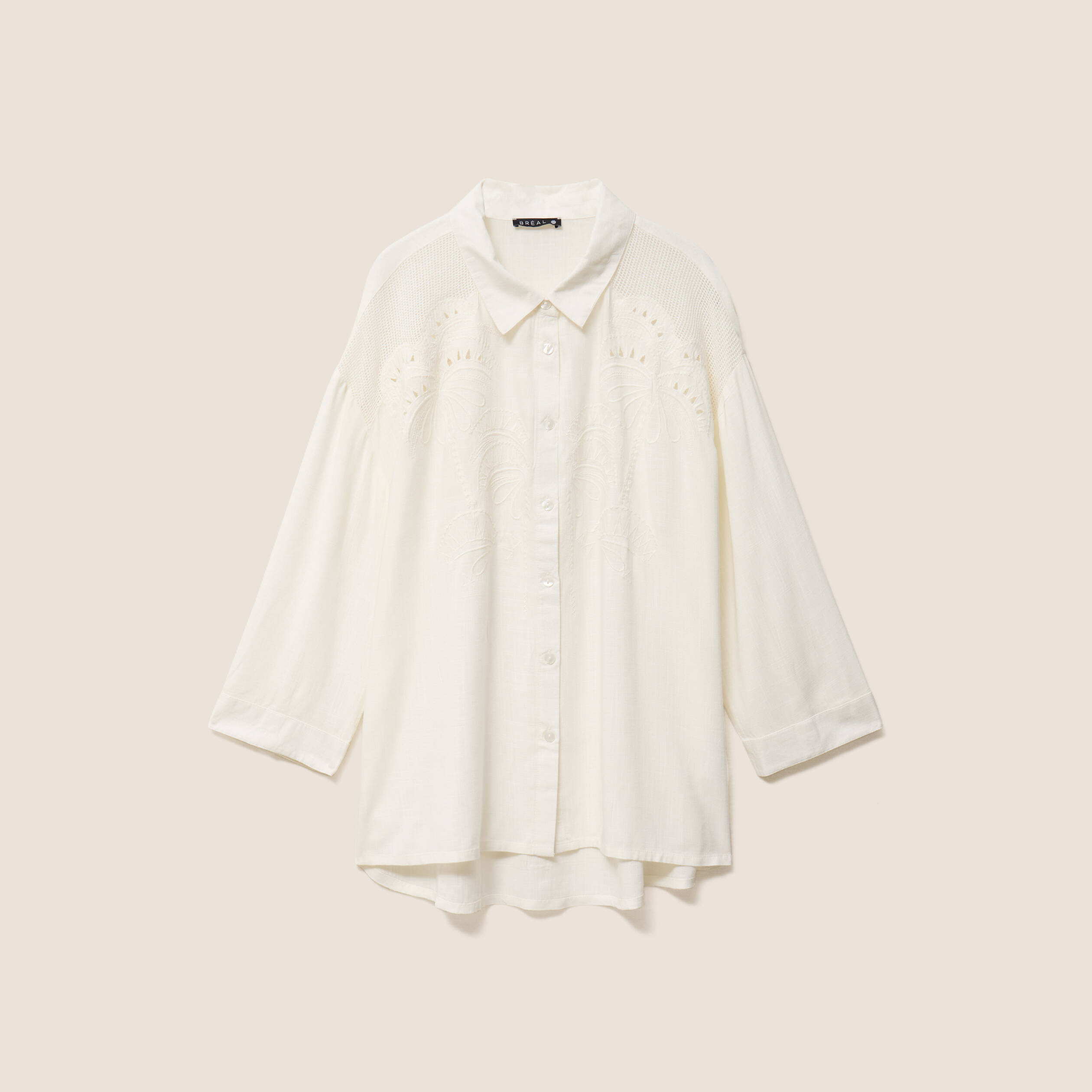 Chemise ample manches 3/4 col chemise ecru femme