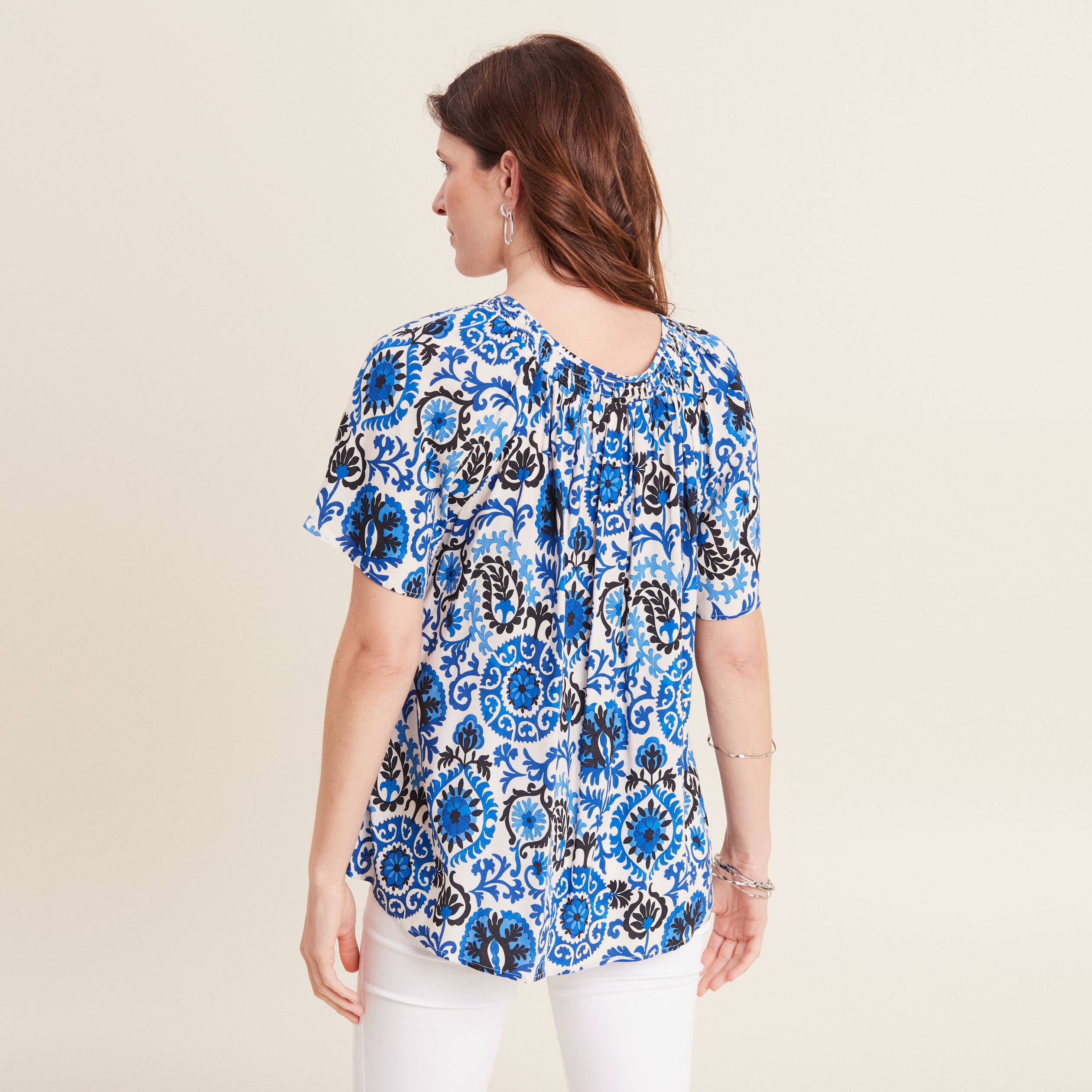 Blouse manches courtes bleu femme
