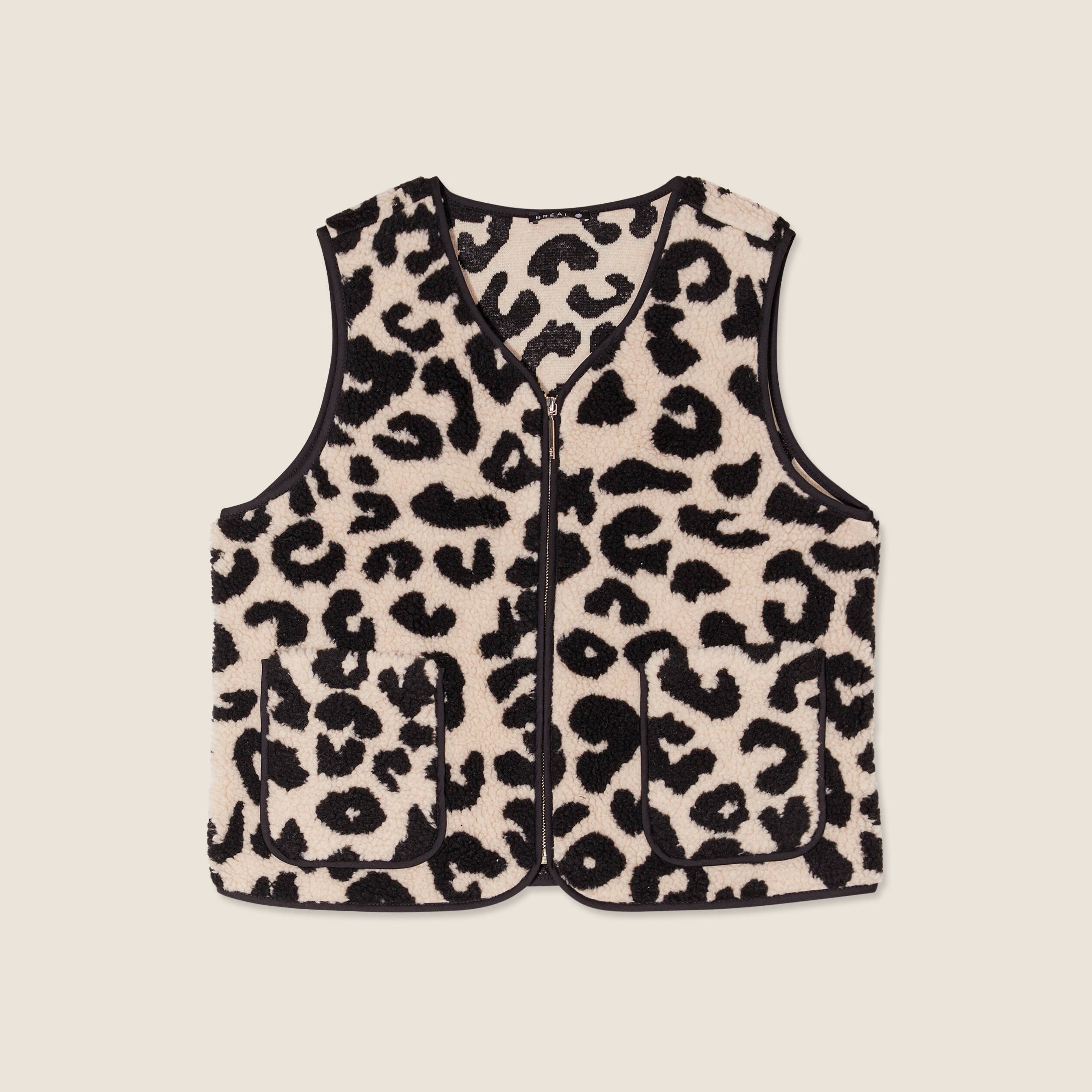 Gilet sans manches laine mouton beige femme
