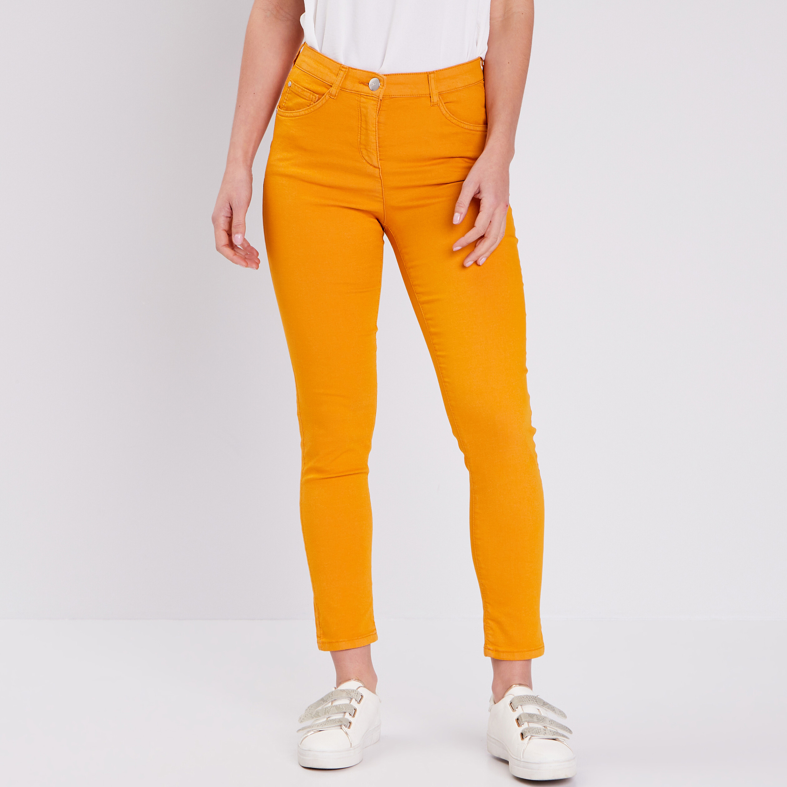 Pantalon femme jaune shop