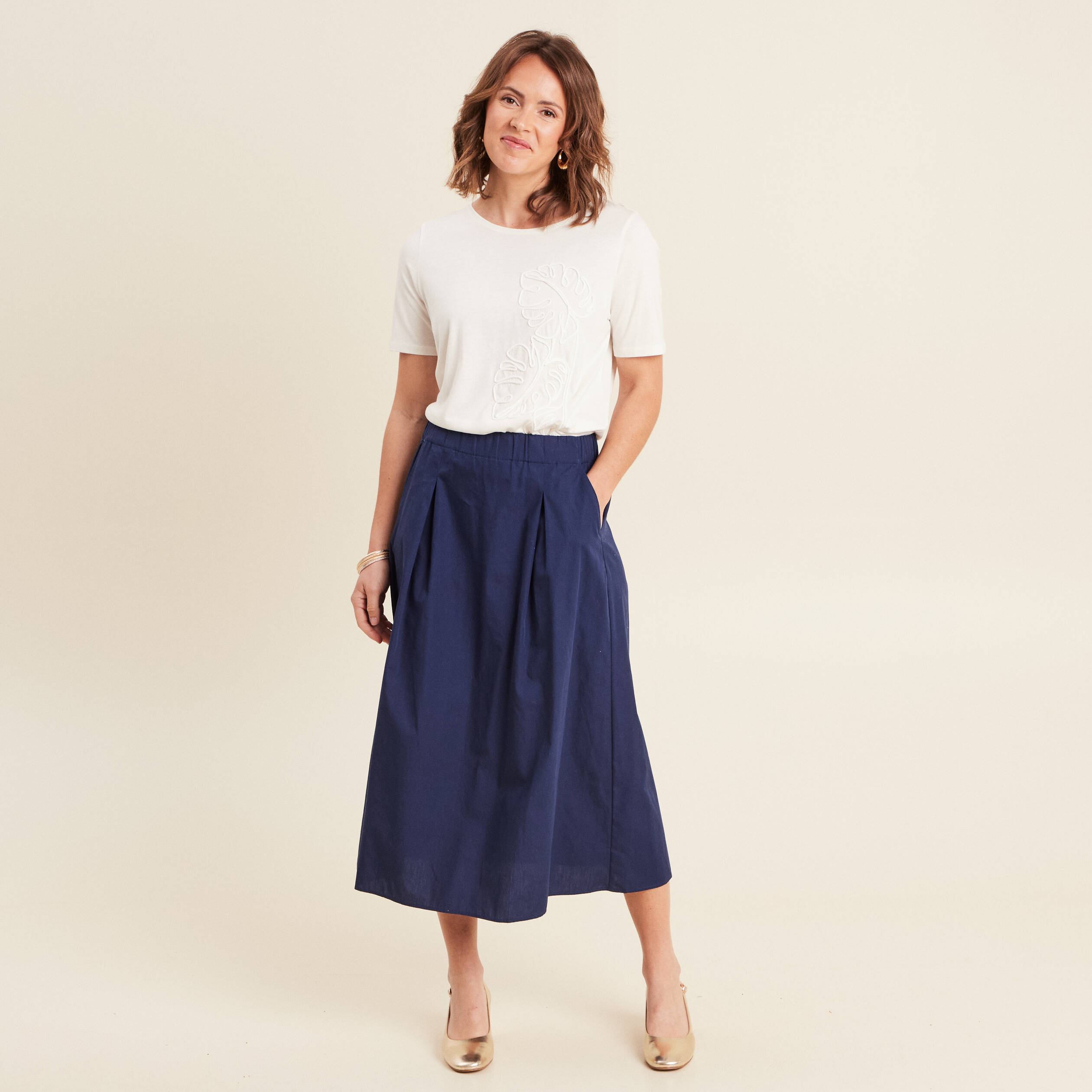 T-shirt manches courtes ecru femme