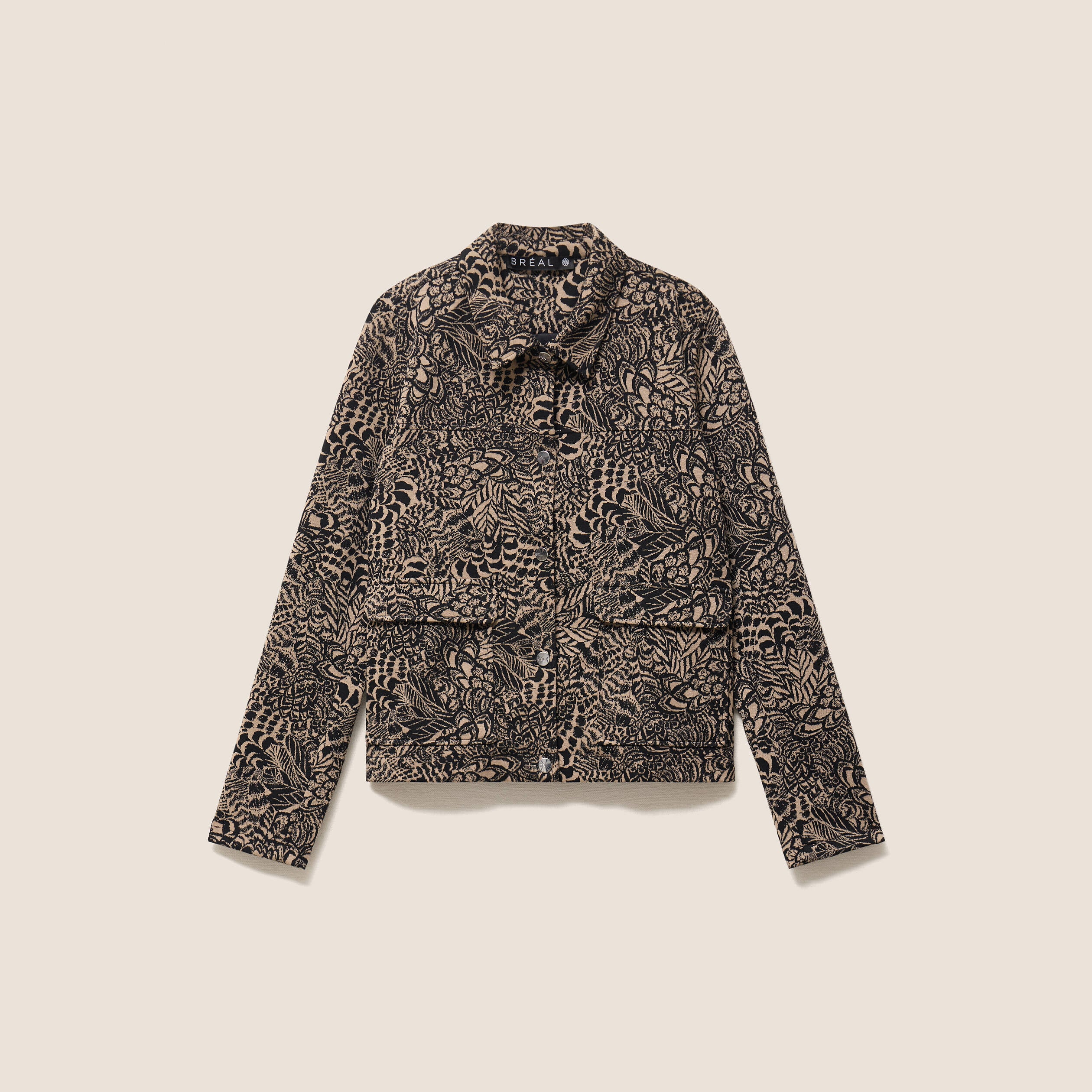 Veste droite doubl&eacute;e beige femme