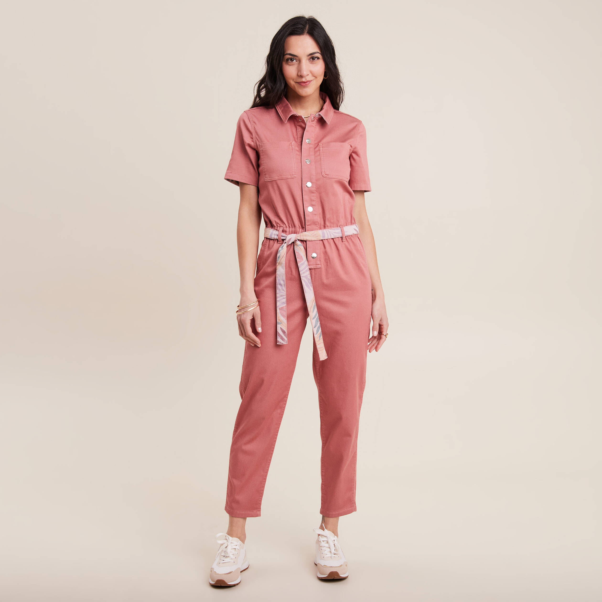 Combinaison pantalon r&eacute;versible orange corail femme