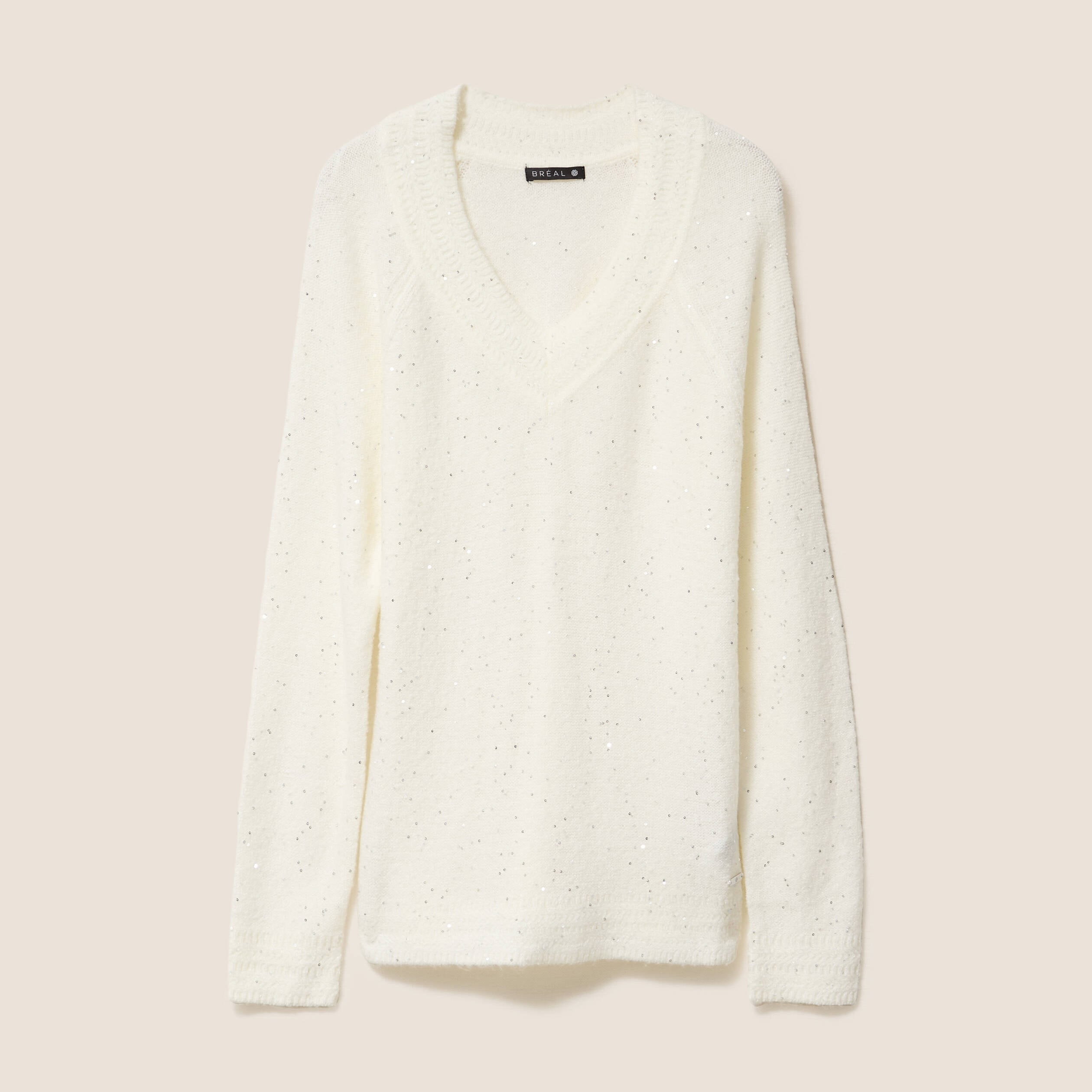 Pull manches longues ecru femme