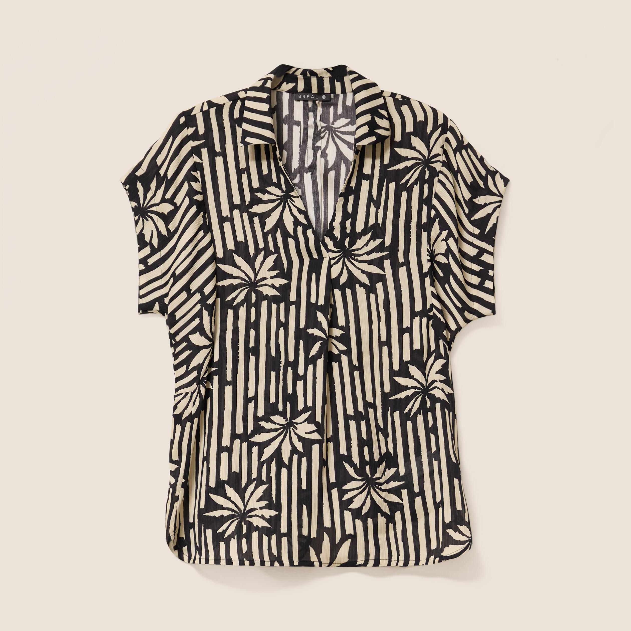 blouse en voile col v manches courtes noir femme Blouse en voile col v manches courtes noir femme