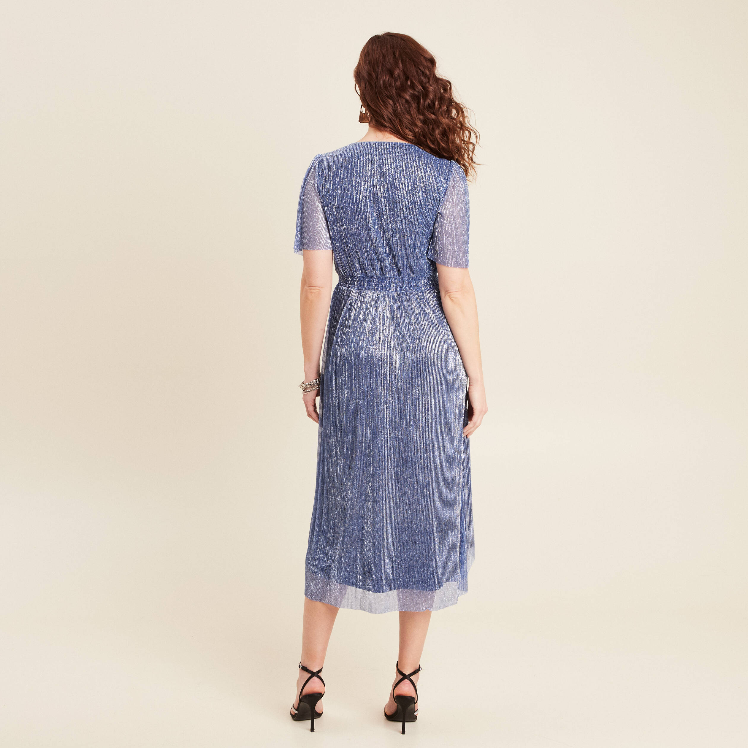Robe longue évasée bleu ciel femme