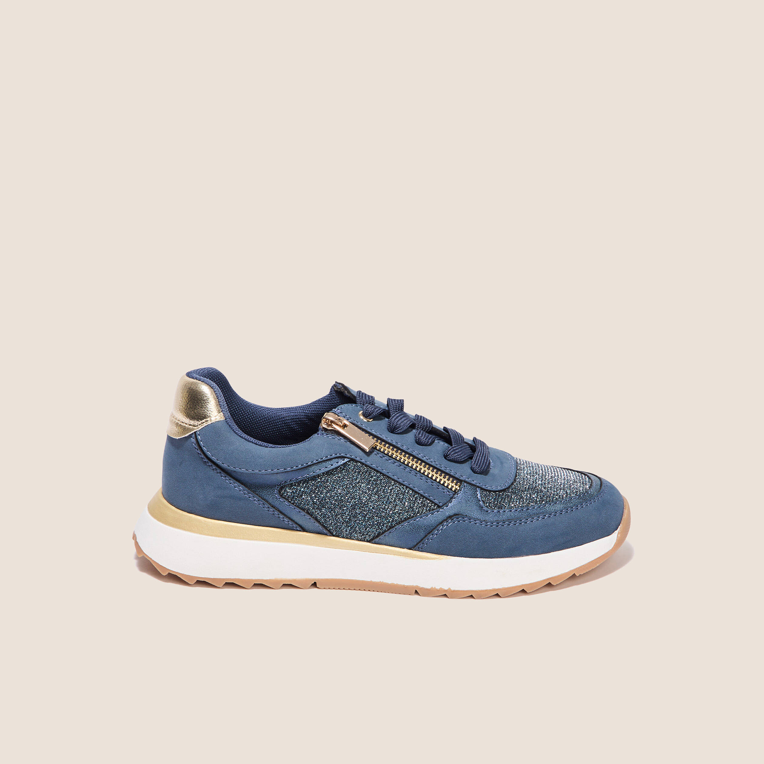 Baskets détails pailletés bleu marine femme