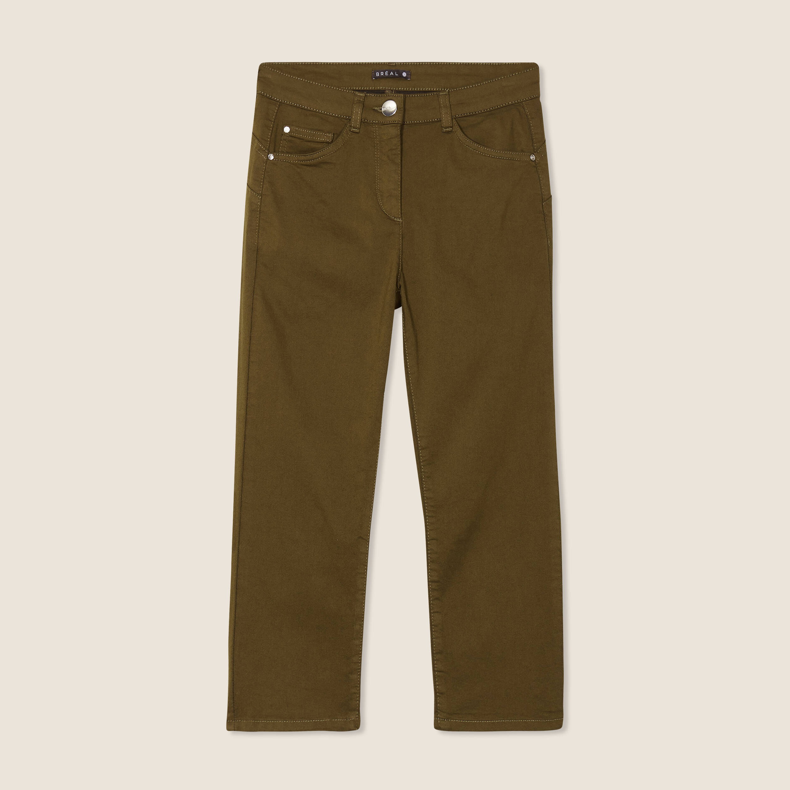 Pantacourt magique Le L&eacute;ger coupe droite vert kaki femme