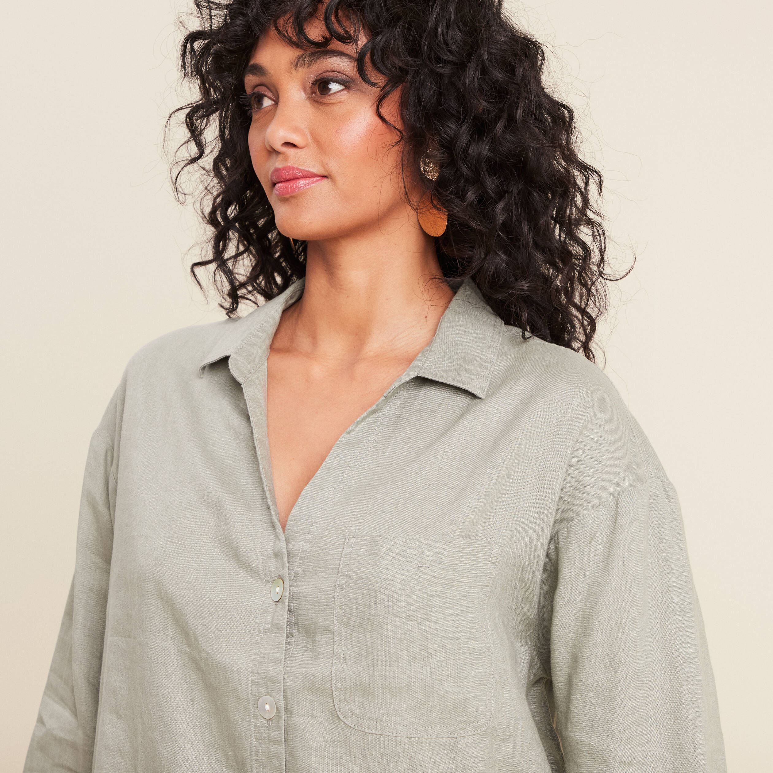 Chemise manches 3/4 vert clair femme