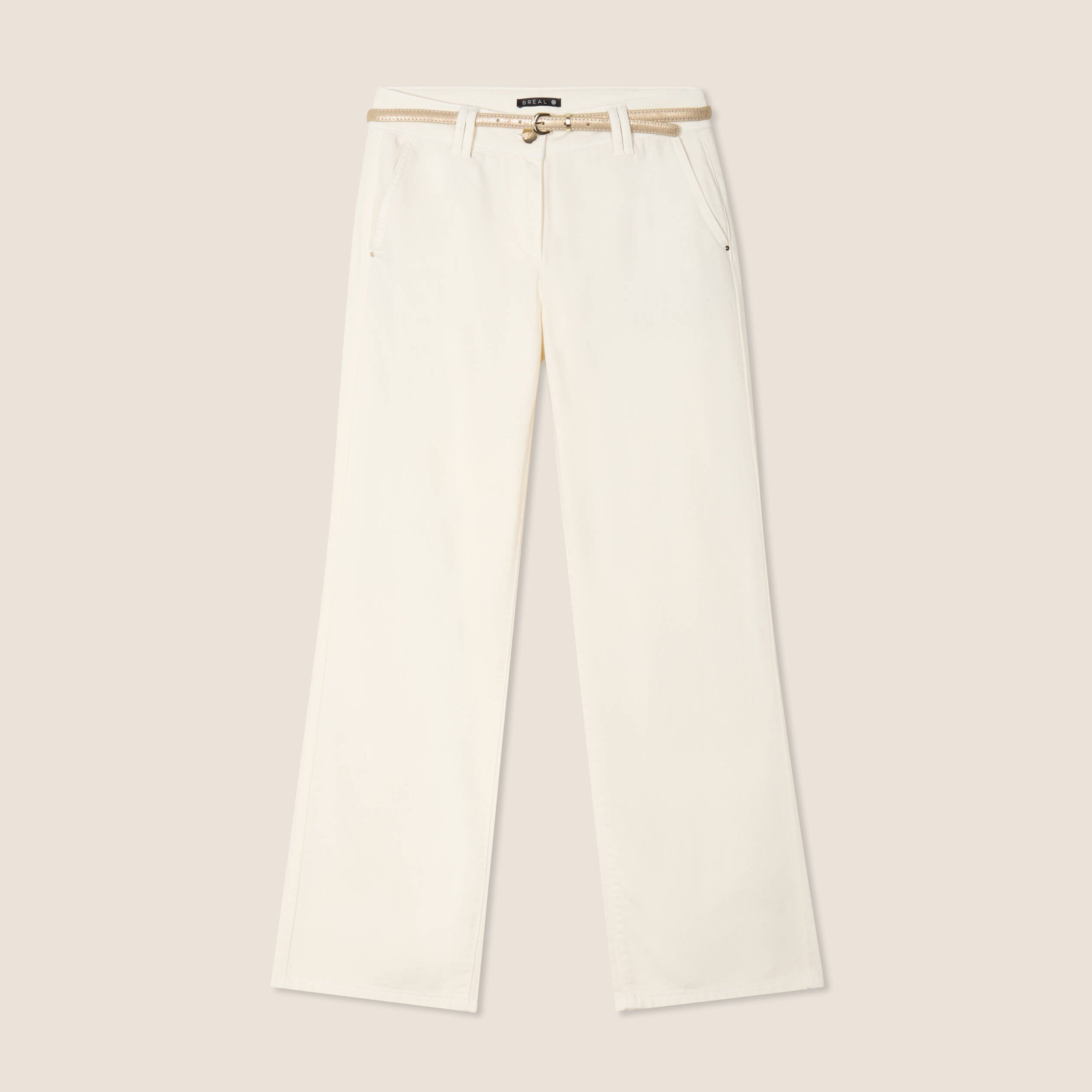 pantalon droit taille basculee ecru femme Pantalon droit taille basculée ecru femme