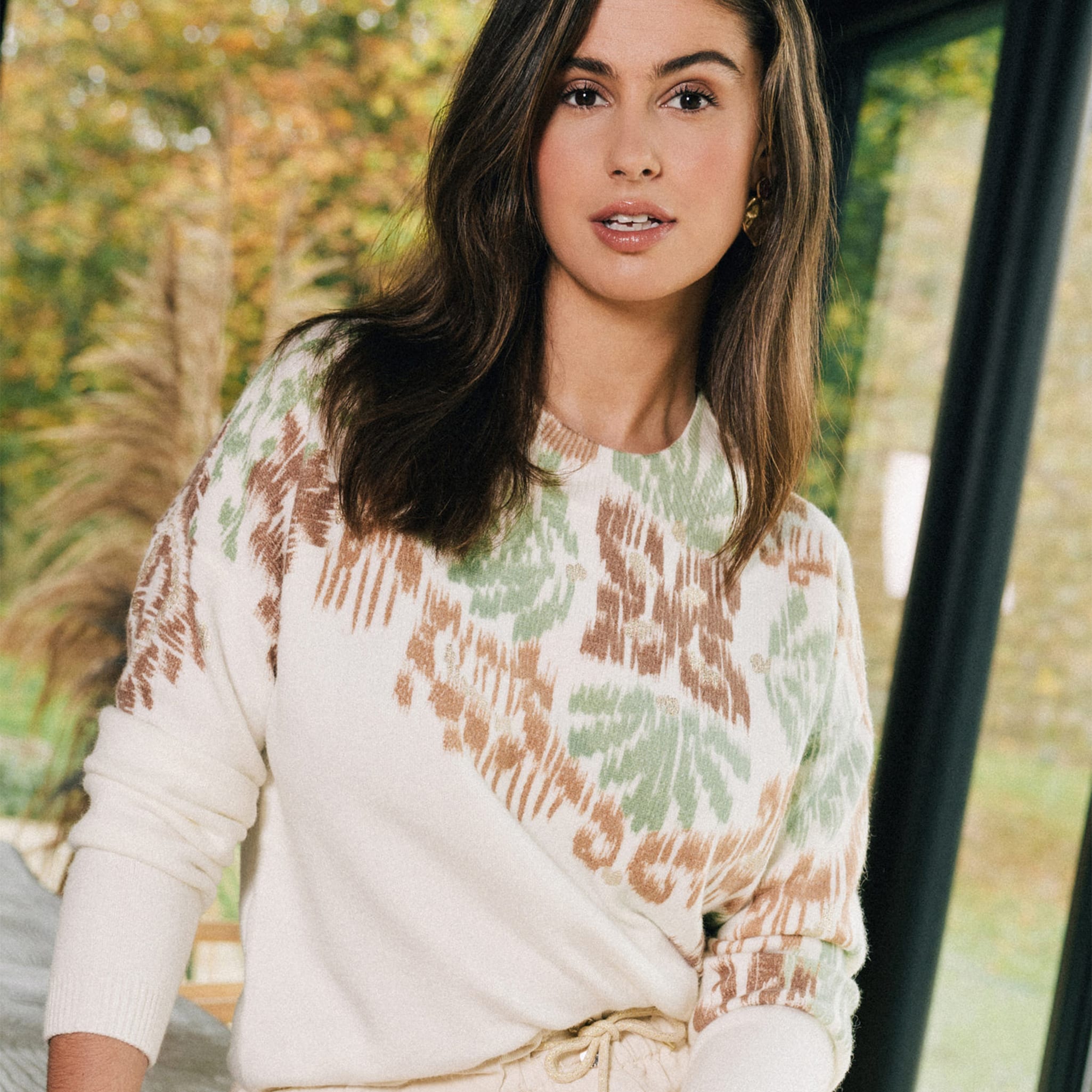 Pull manches longues beige femme