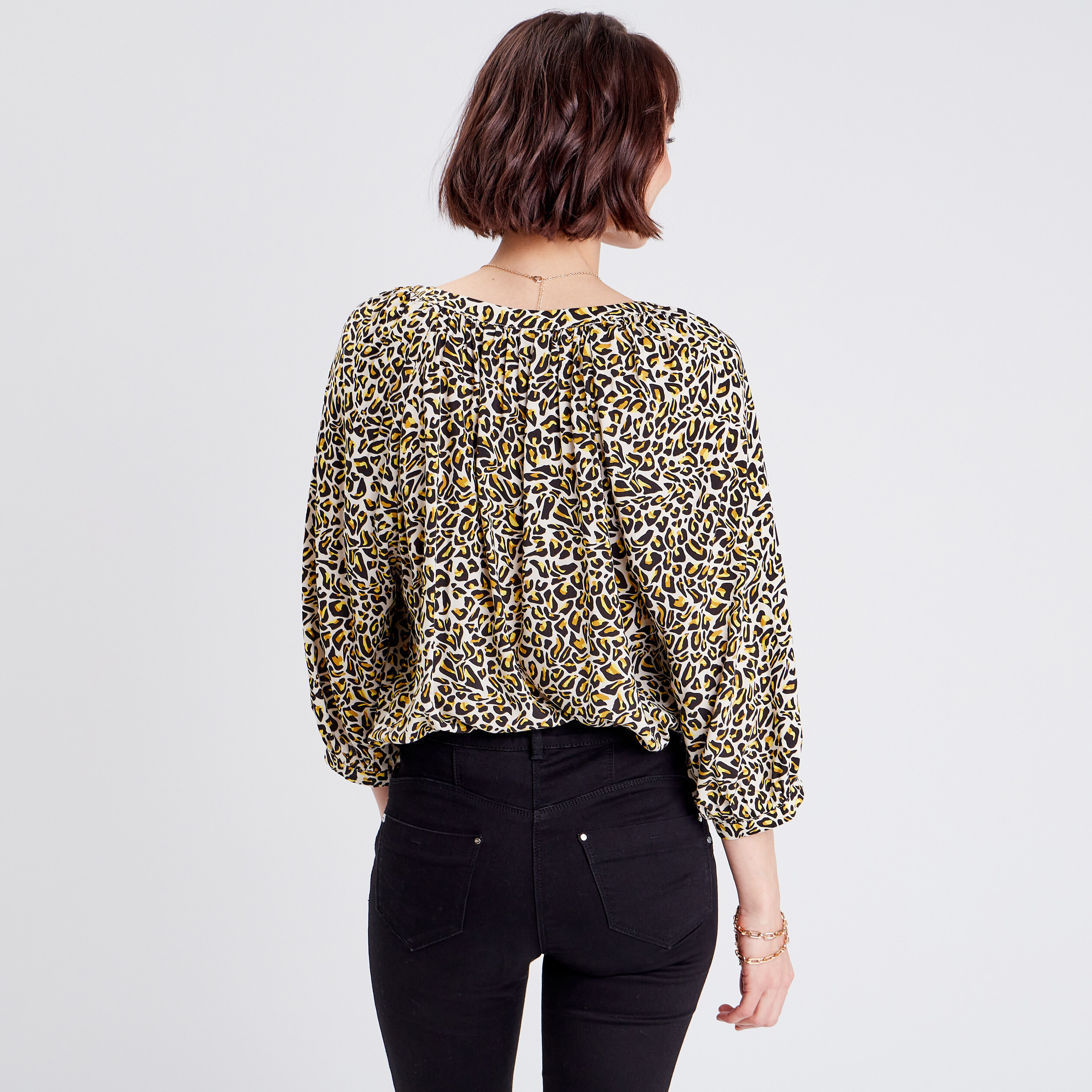 Blouse manches 3/4 beige femme