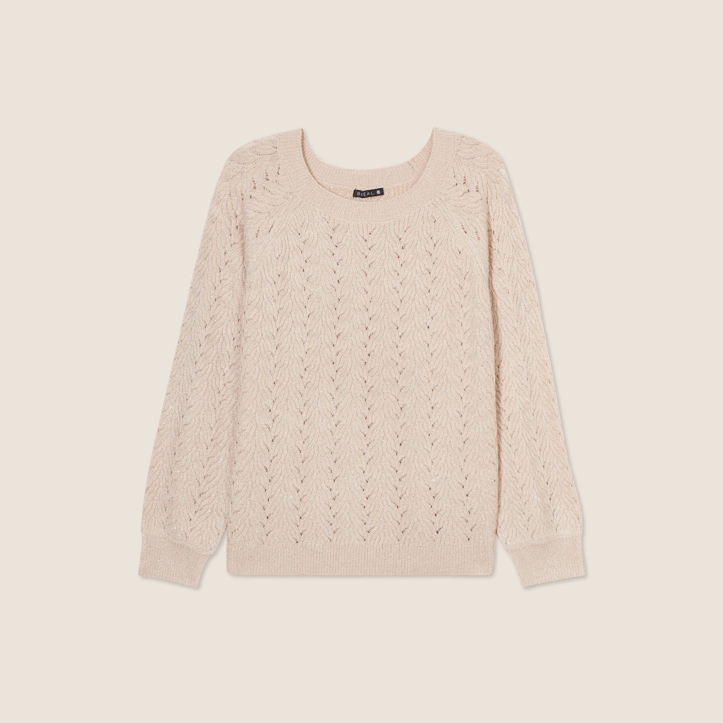 Pull manches longues sequins couleur or femme
