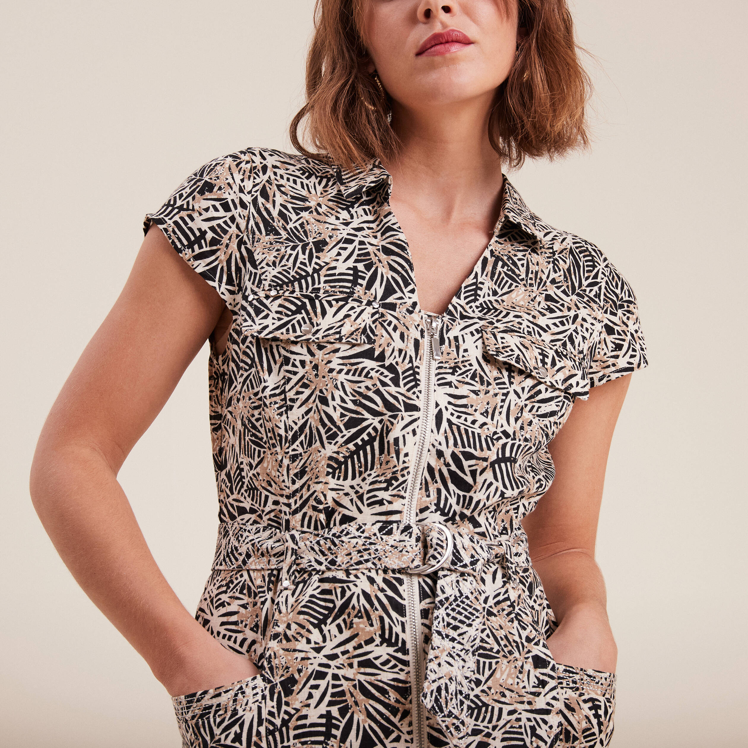 Robe droite zippée noir femme