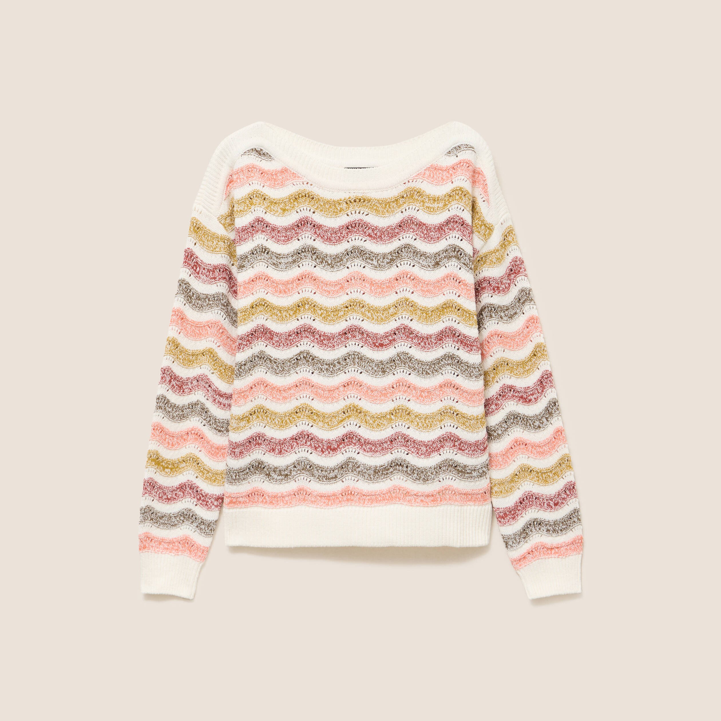 Pull Femme En Maille à Col Bateau - Manches Longues - Ourlet